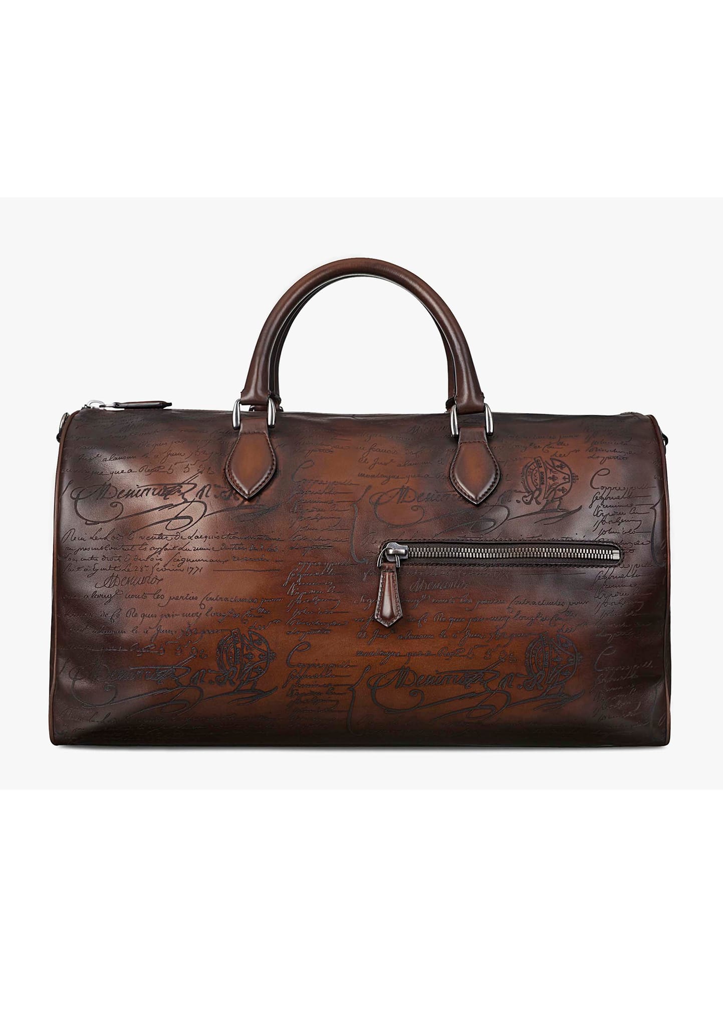 Jour-Off Scritto Large Leather Duffel Bag, Brown