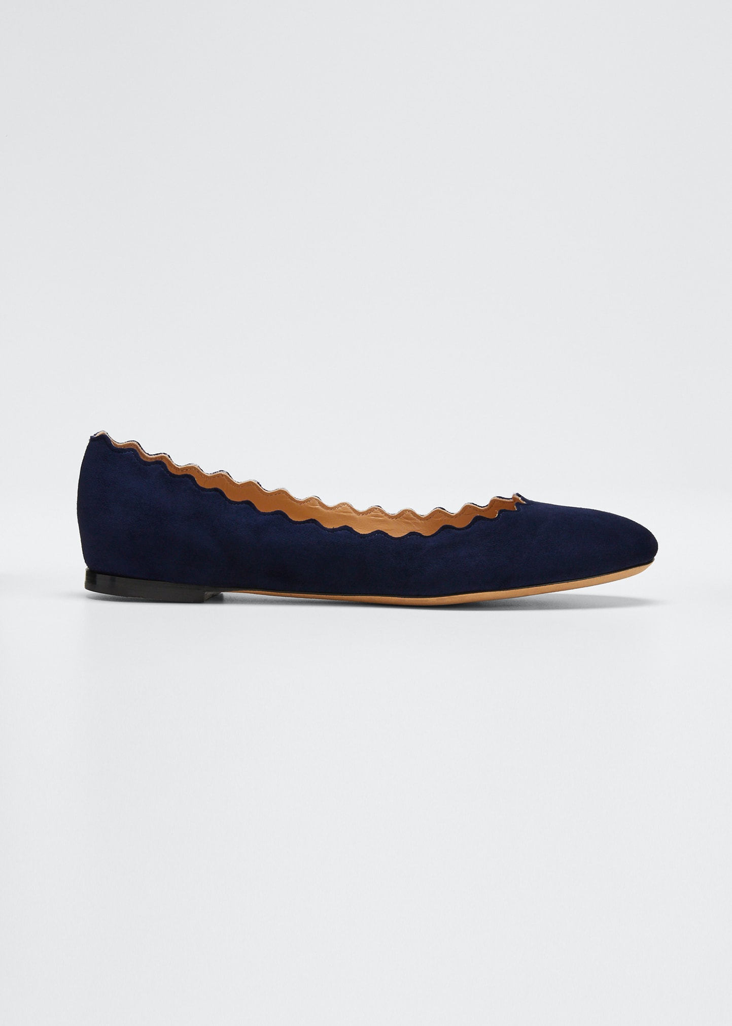 Chloé Chloe Black Suede Lauren Ballerina Flats In Navy