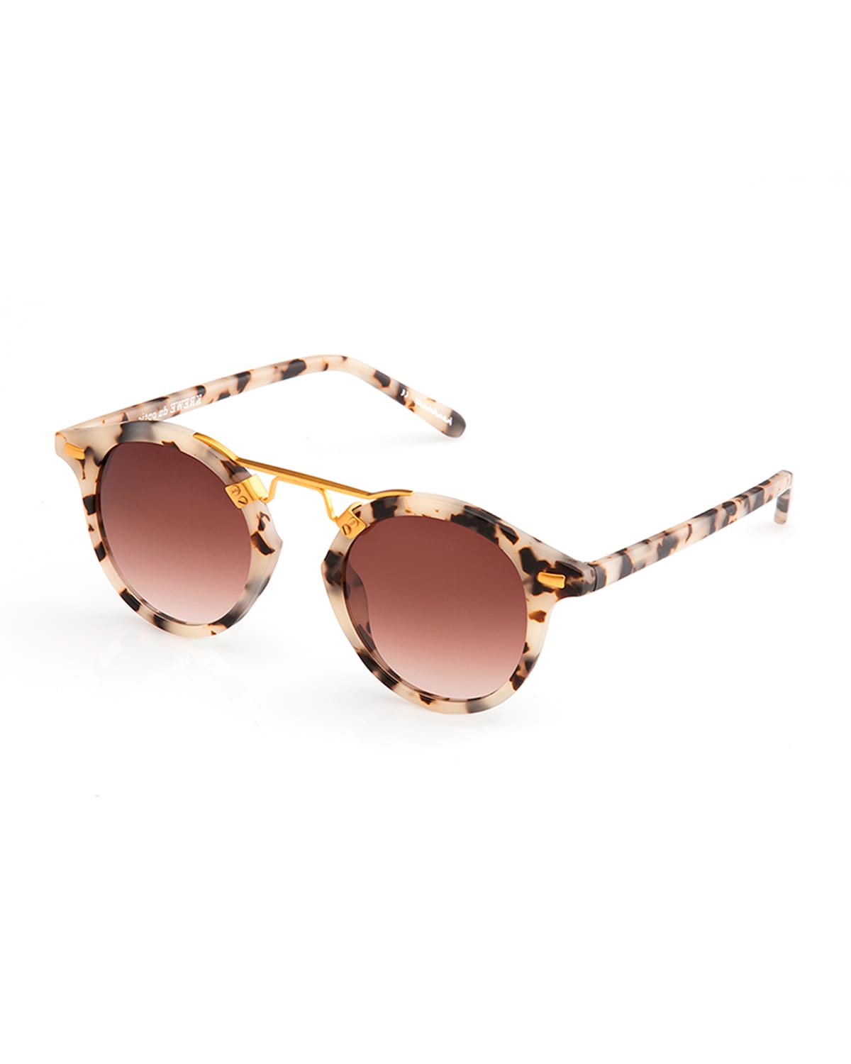 Krewe St. Louis Round Gradient Sunglasses, Rose/white Tortoise In Matte Oyster