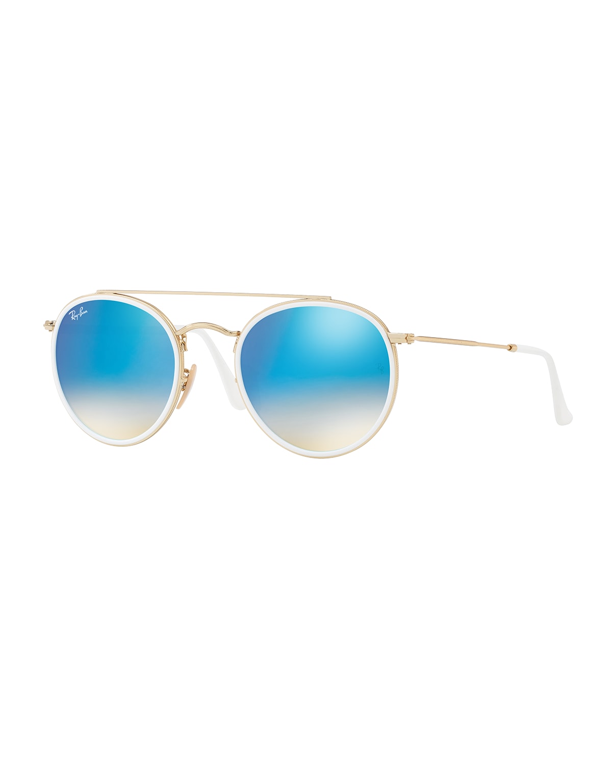 RAY BAN ROUND DOUBLE-BRIDGE FLASH SUNGLASSES