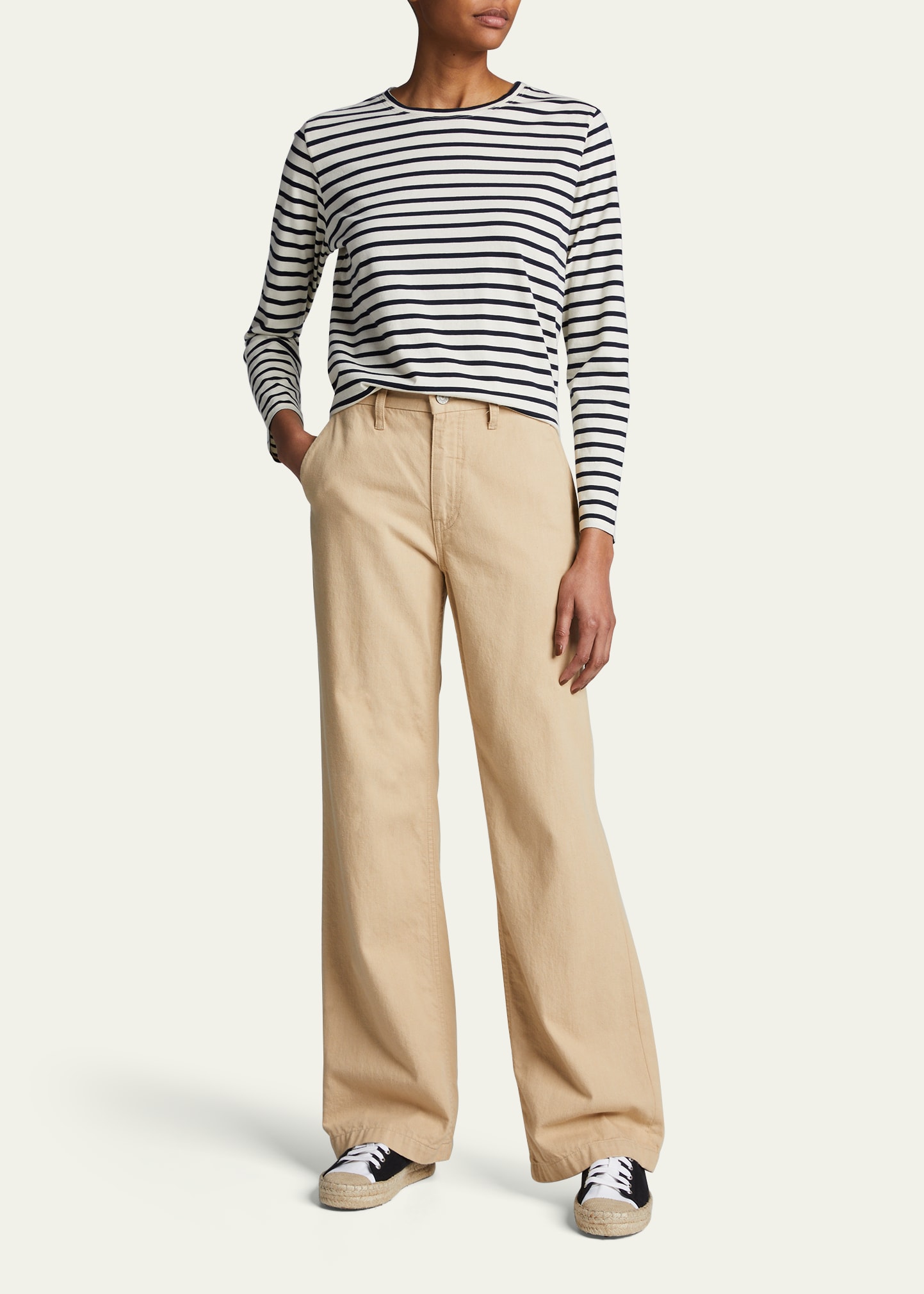Kule Crewneck Long-Sleeve Striped Cotton Top