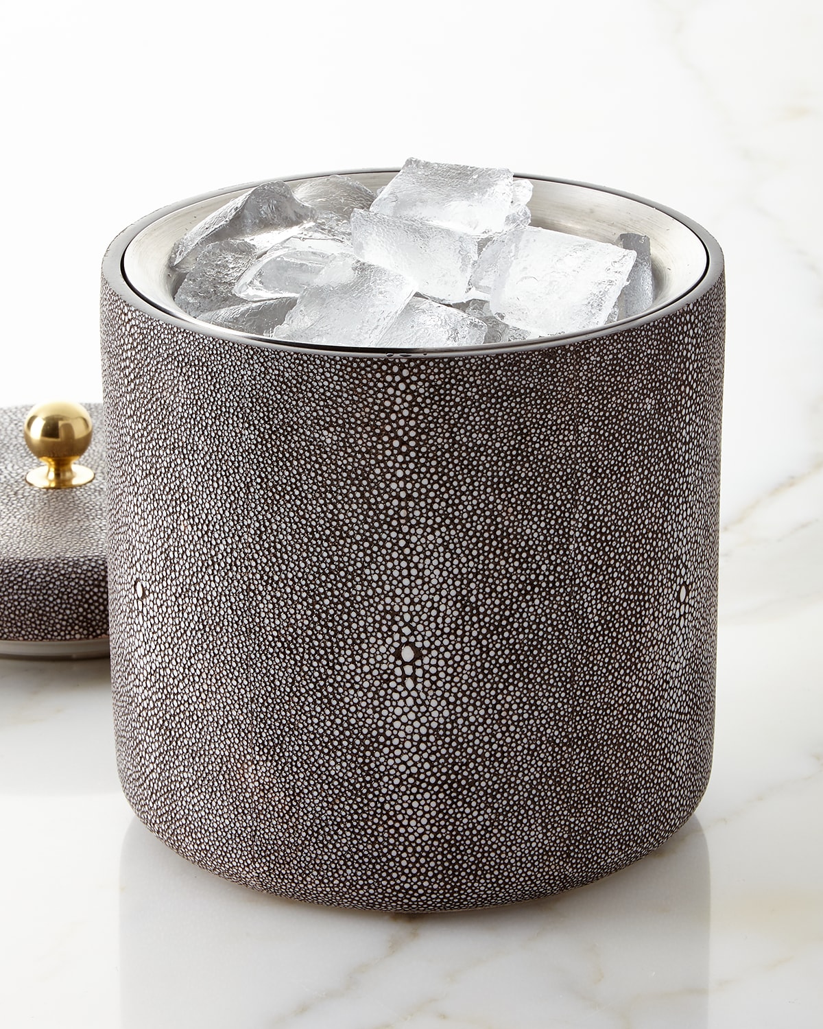 Shop Aerin Faux-shagreen Ice Bucket, Chocolate
