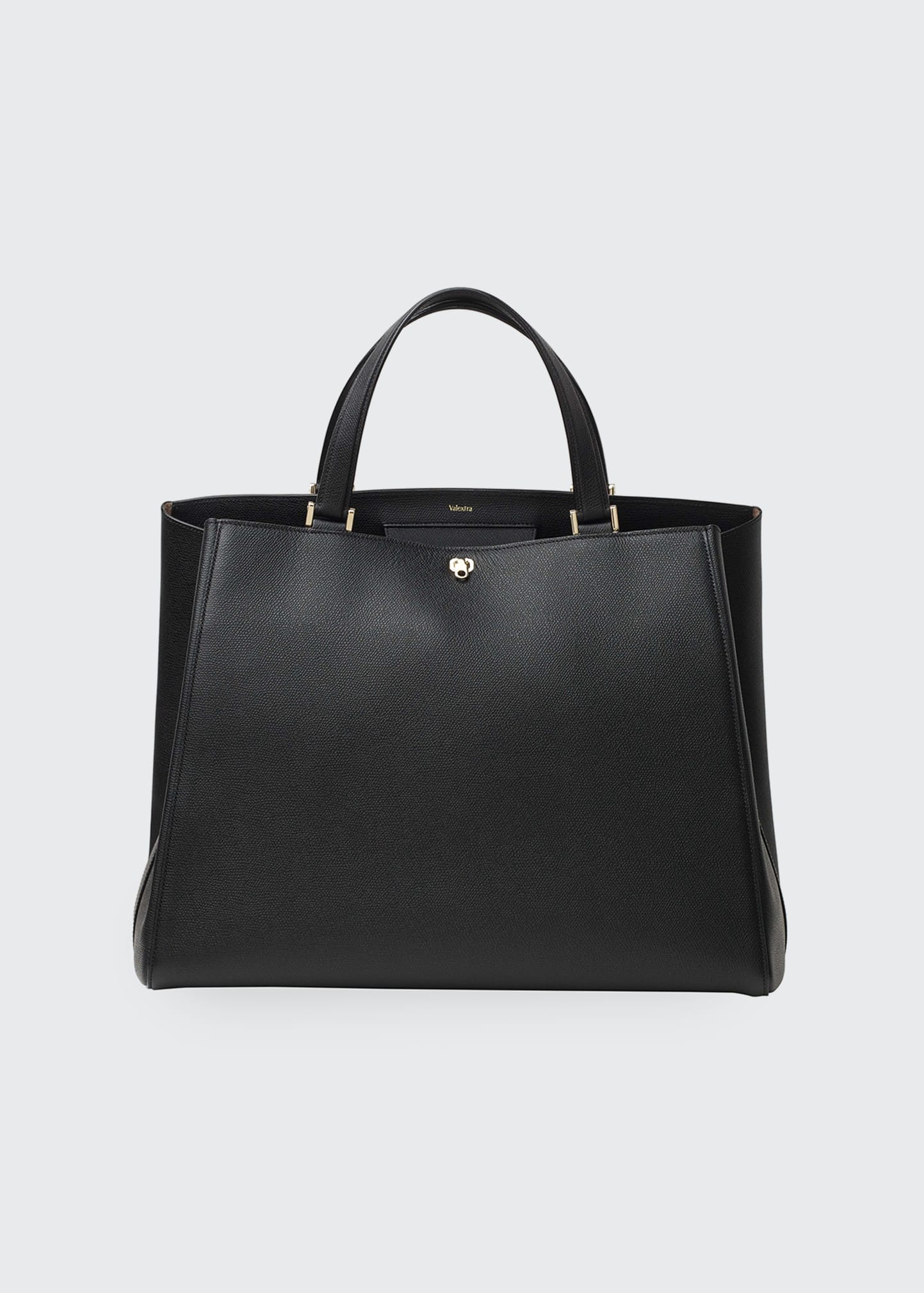 Valextra Brera Large Leather Top-handle Tote Bag In Nn Black | ModeSens