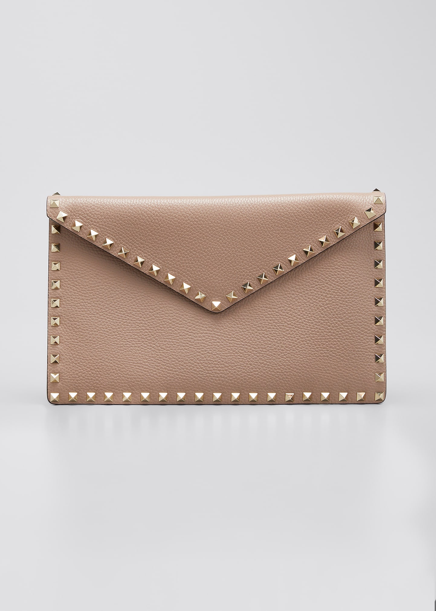 Valentino Garavani Rockstud Large Envelope Clutch Bag In Beige