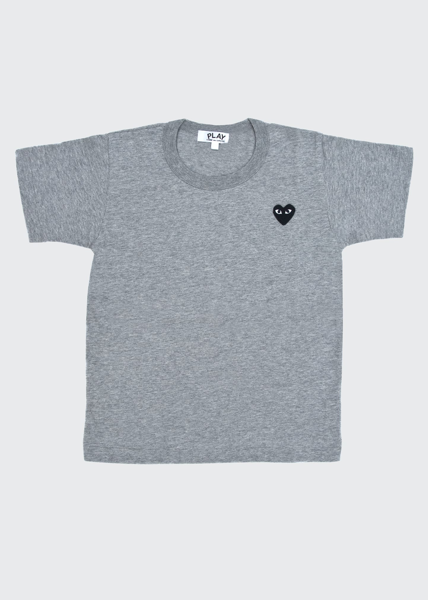 Comme Des Garçons Kid's Signature Heart Short-sleeve T-shirt In Gray