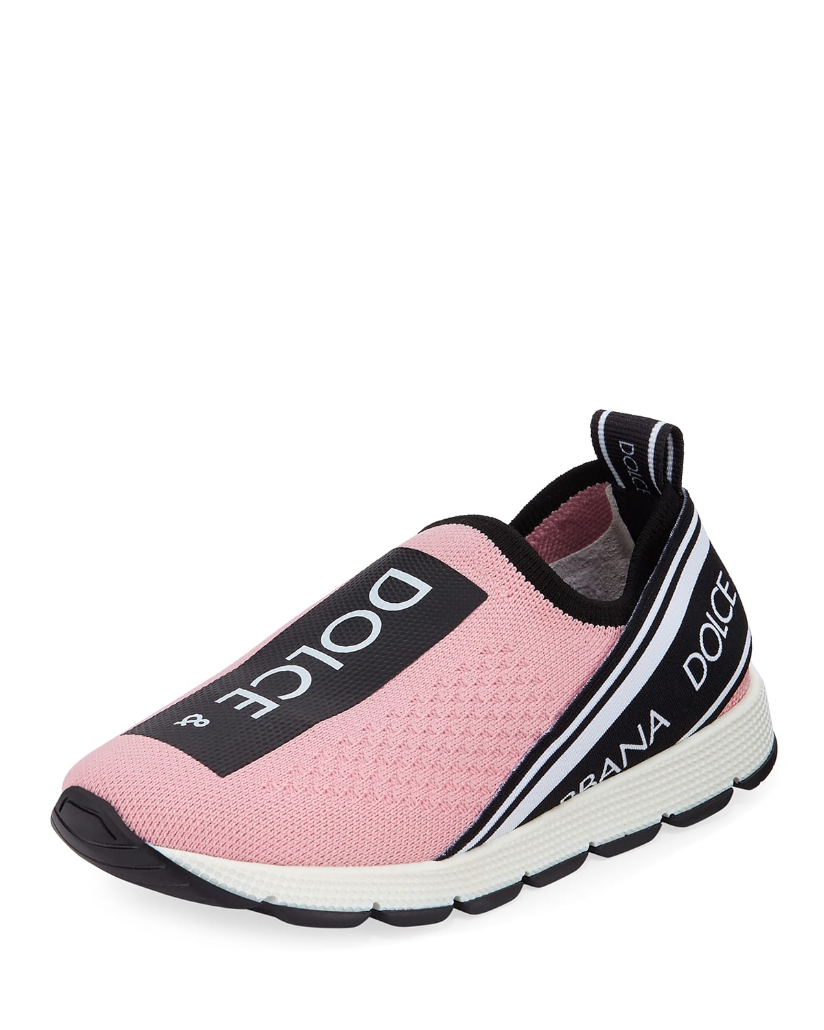 DOLCE & GABBANA GIRL'S MAGLINA SLIP-ON KNIT LOGO SNEAKERS, KIDS