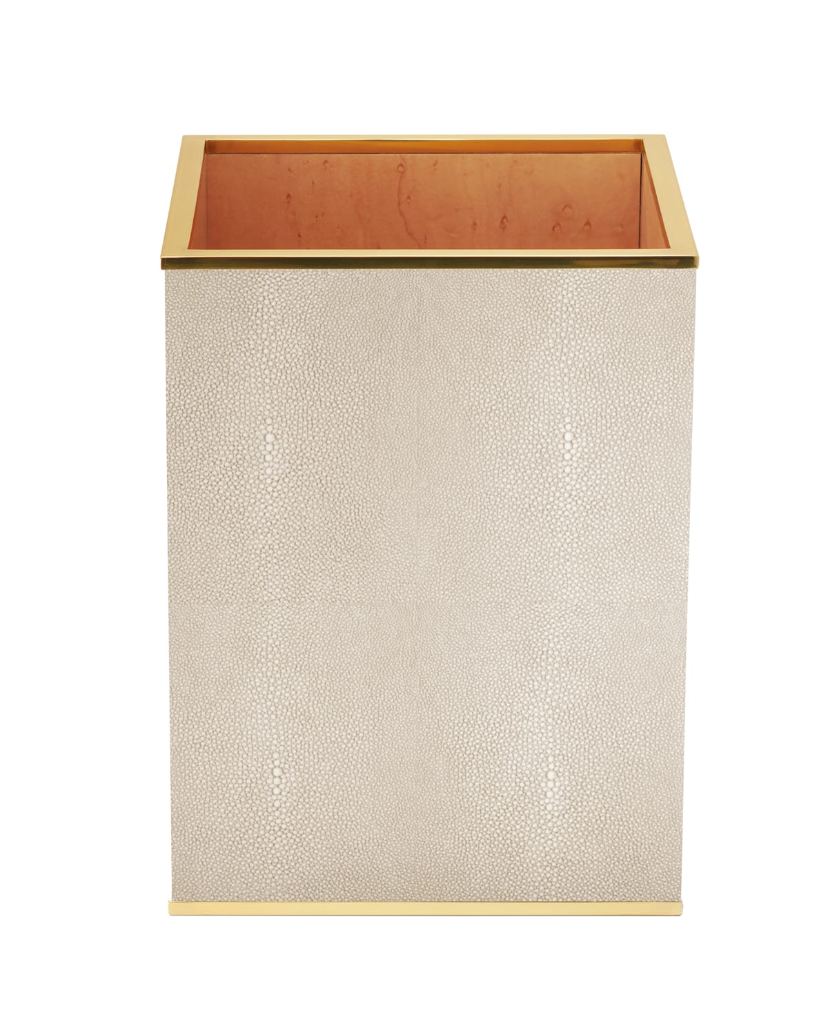 Aerin Classic Shagreen Wastebasket In Cream