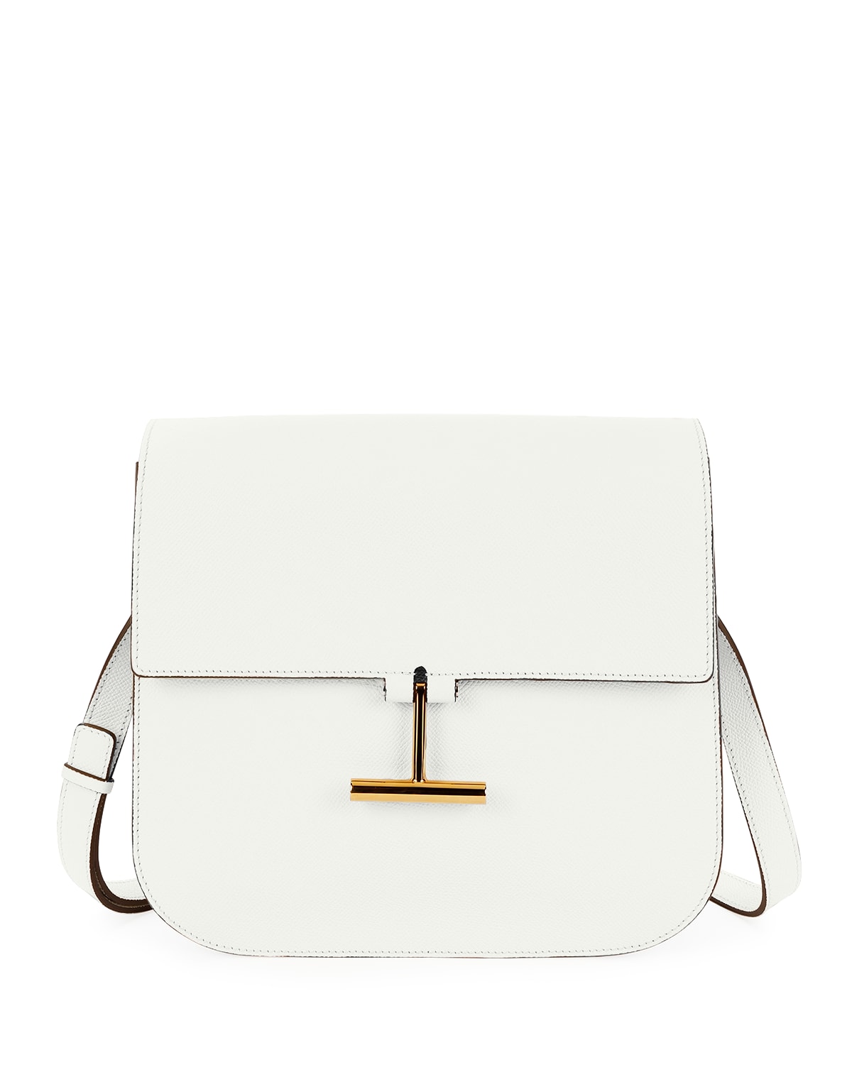 Tom Ford Tara Large Calf Grain Leather Shoulder Bag In Chalk