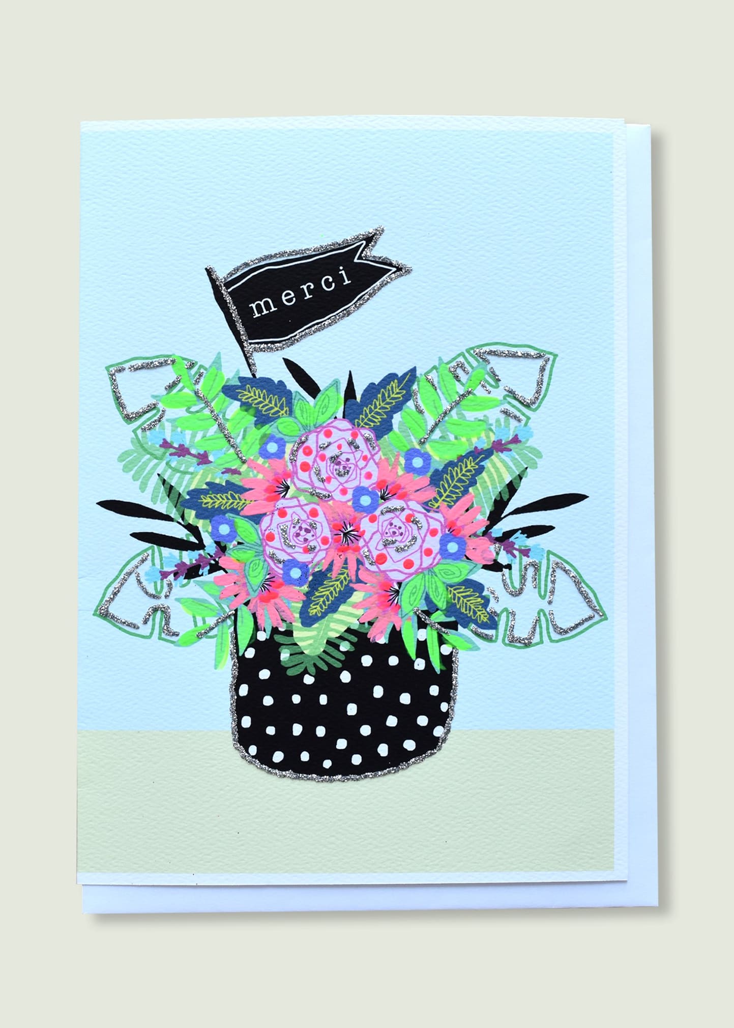 Verrier Merci Greeting Card In Multi