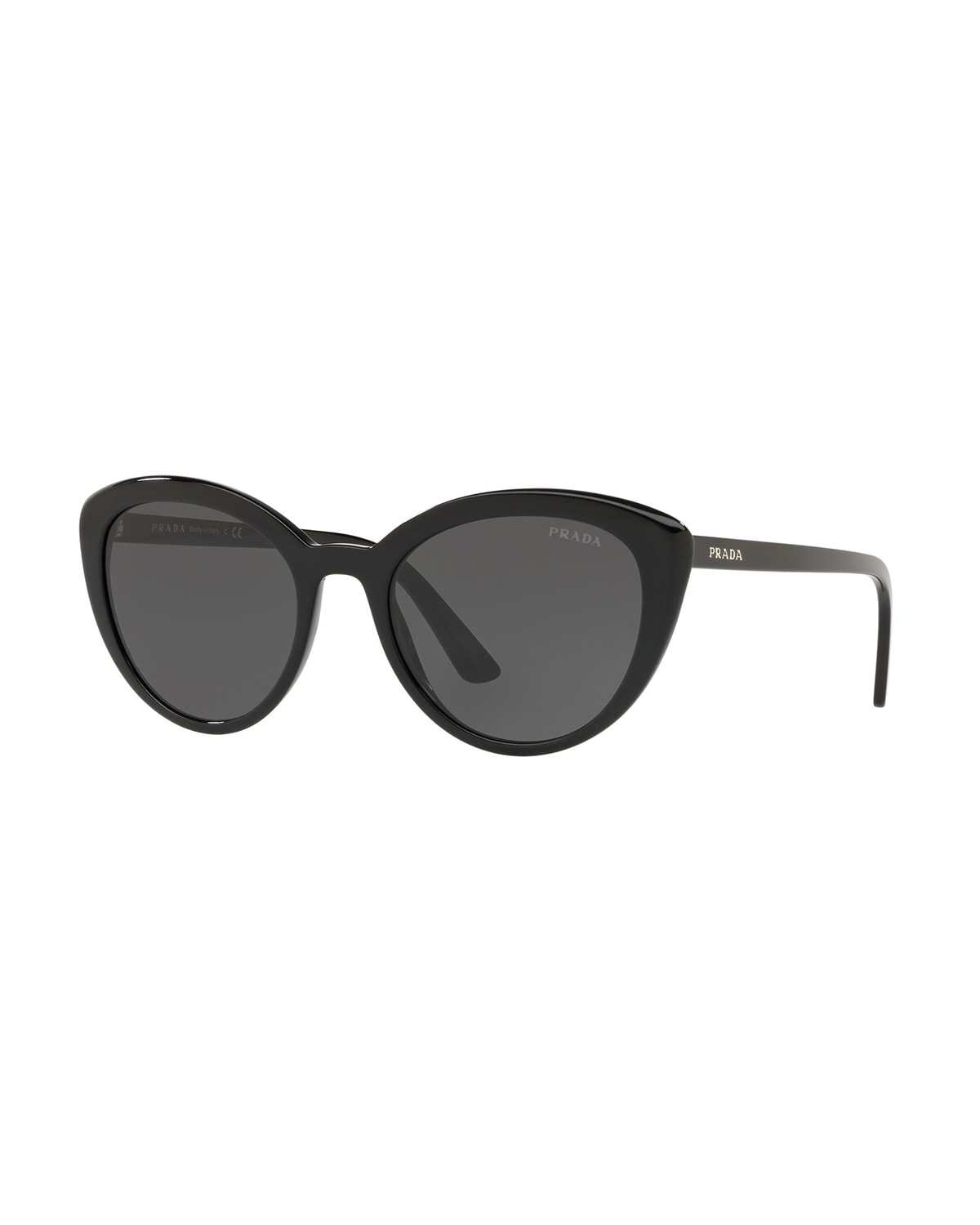 Prada Semi-transparent Acetate Cat-eye Sunglasses In Black