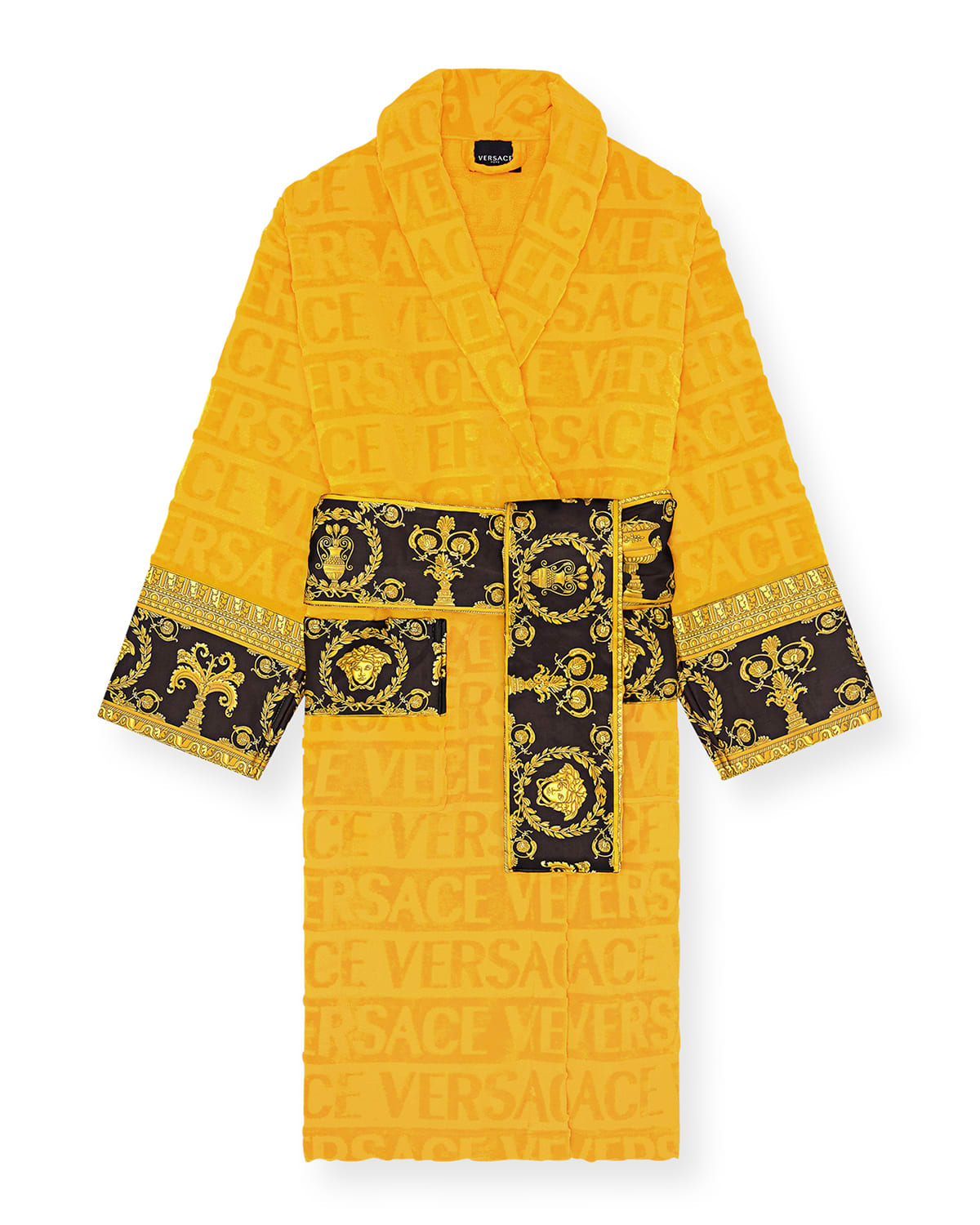 Shop Versace Unisex Barocco Sleeve Robe In Gold
