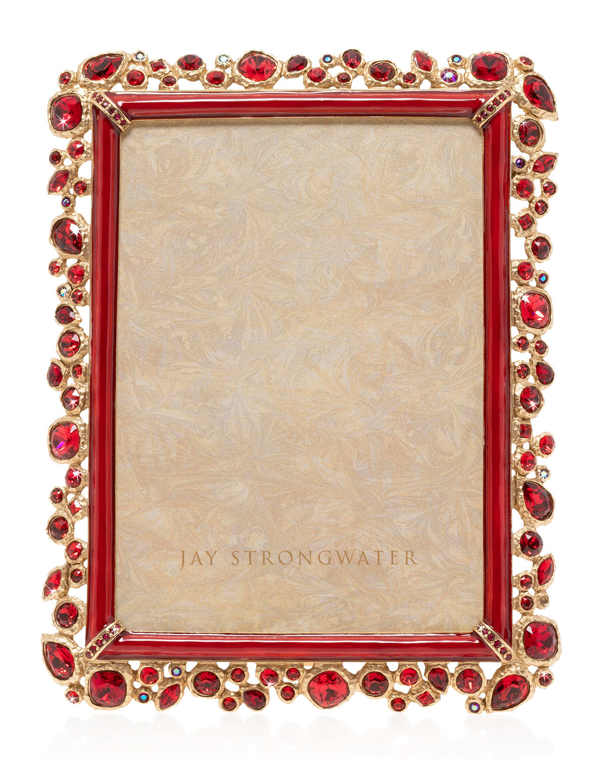 Shop Jay Strongwater Bejeweled Frame, 5" X 7" In Ruby