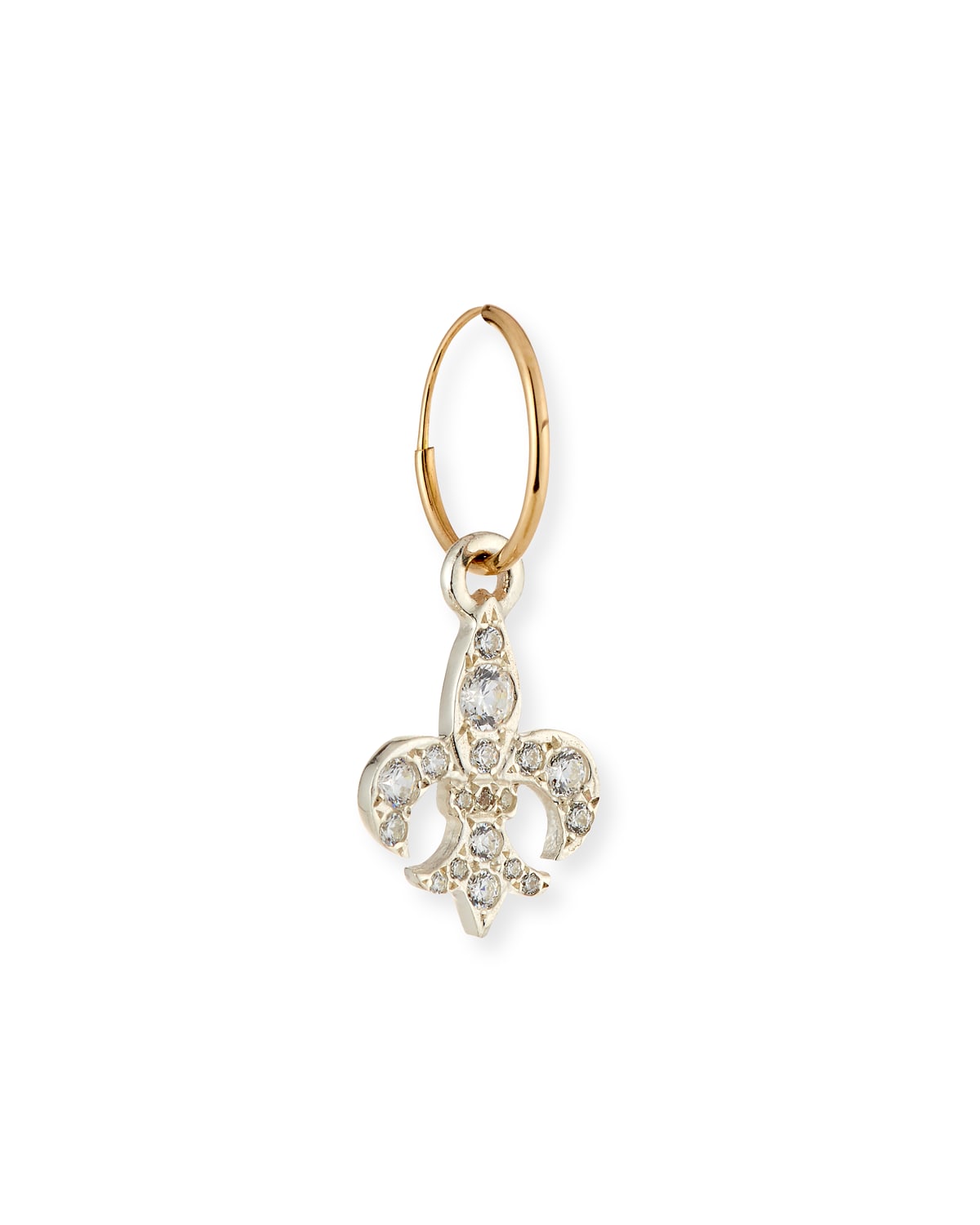 Fleur de Lis Single Earring with Crystals