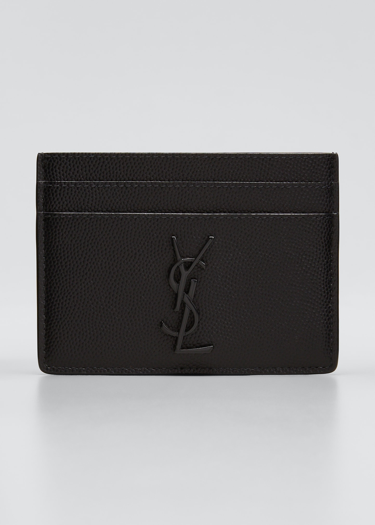 Saint Laurent Men's Tonal Ysl Logo Leather Card Holder
