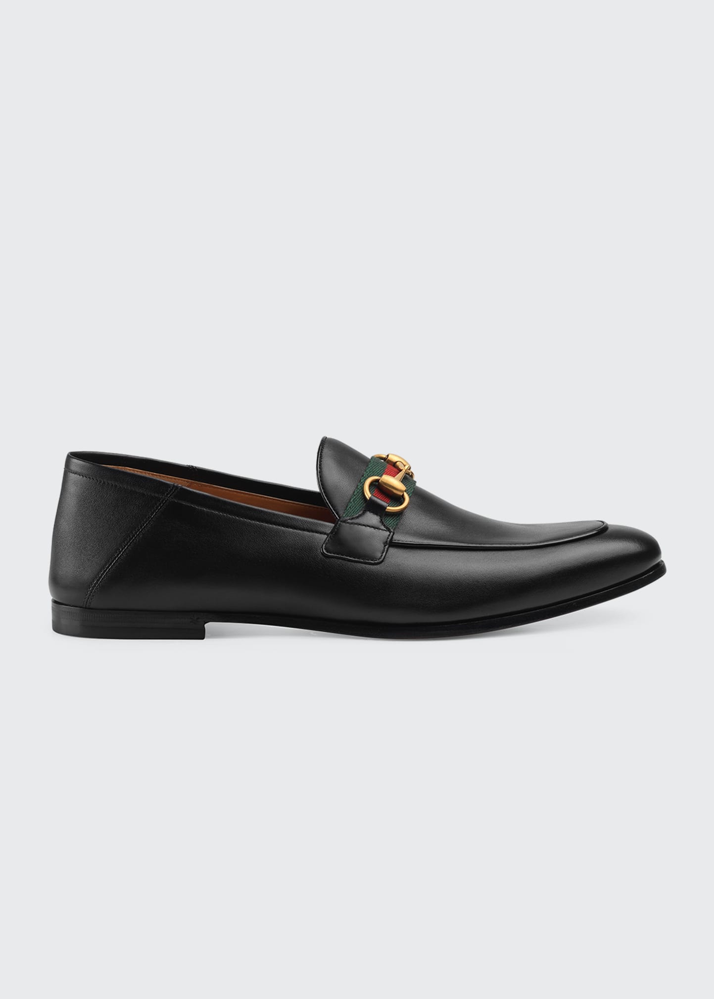 Shop Gucci Men's Brixton Web Leather Loafers In Black