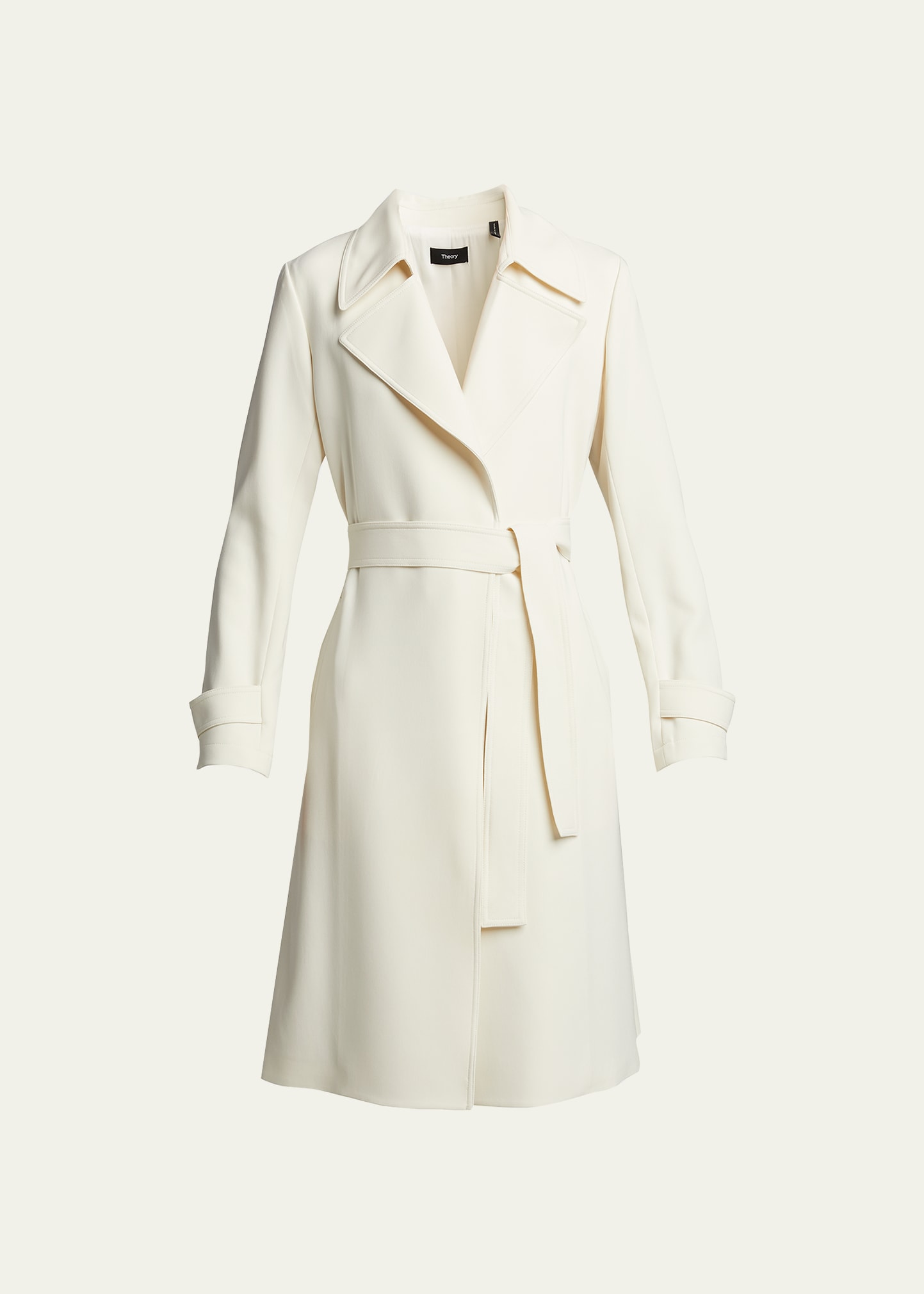Theory Oaklane Admiral Crepe Trench Coat In Rice