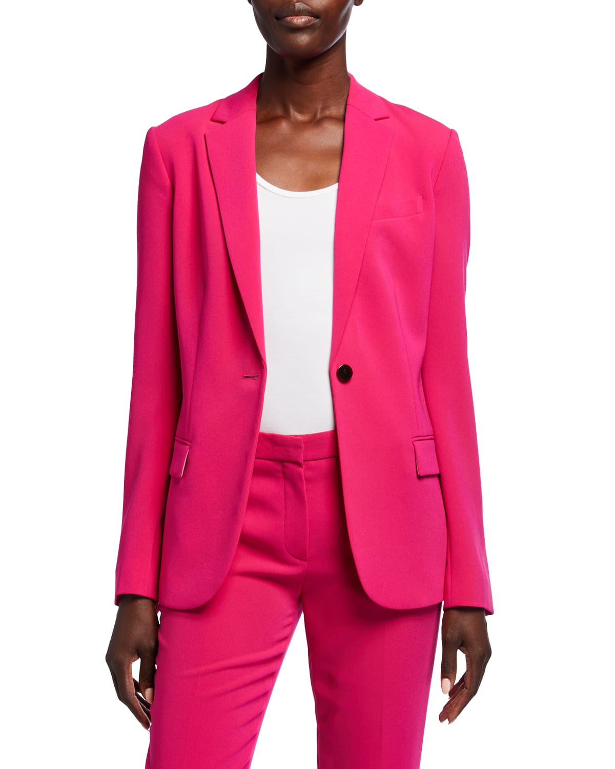 Shop Theory Admiral Crepe One-button Staple Blazer In Blk