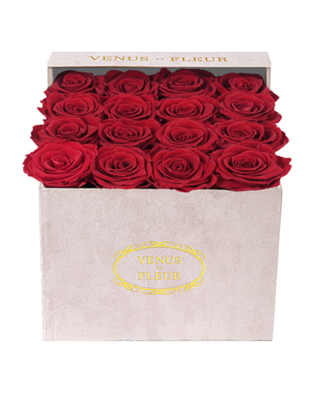 Venus Et Fleur Suede Small Square Rose Box In Red