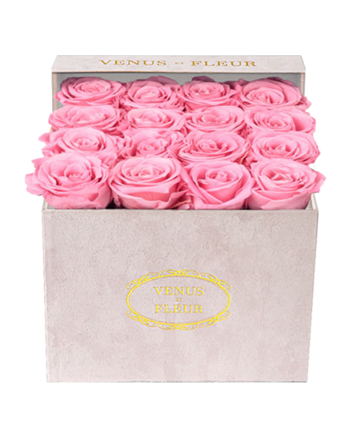 Venus Et Fleur Suede Small Square Rose Box In Pink