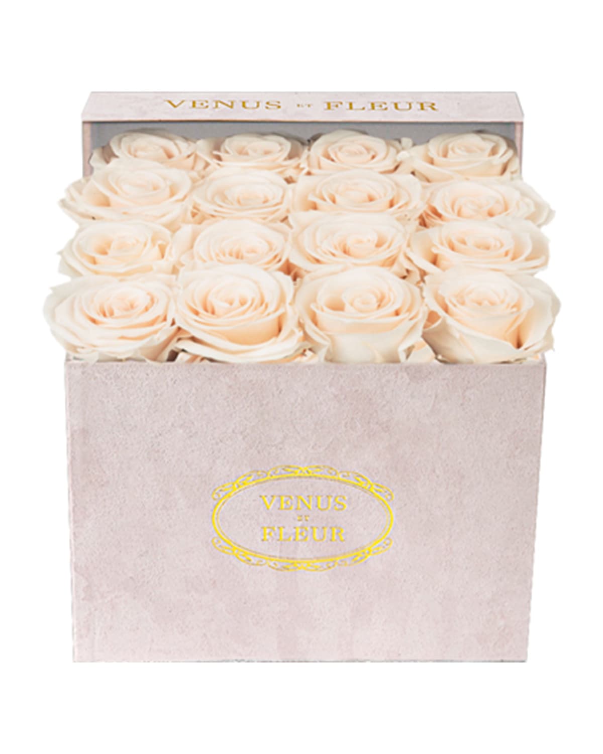 Venus Et Fleur Suede Small Square Rose Box In Pink