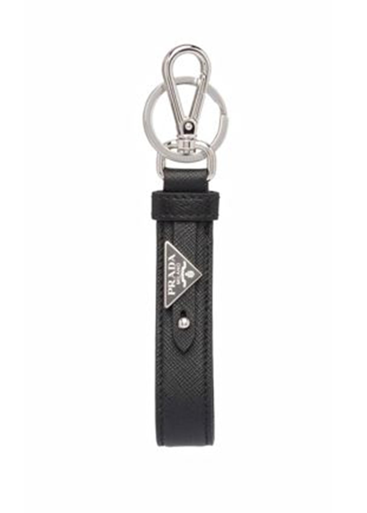 Prada Men Portachiavi In Pelle Saffiano In Black