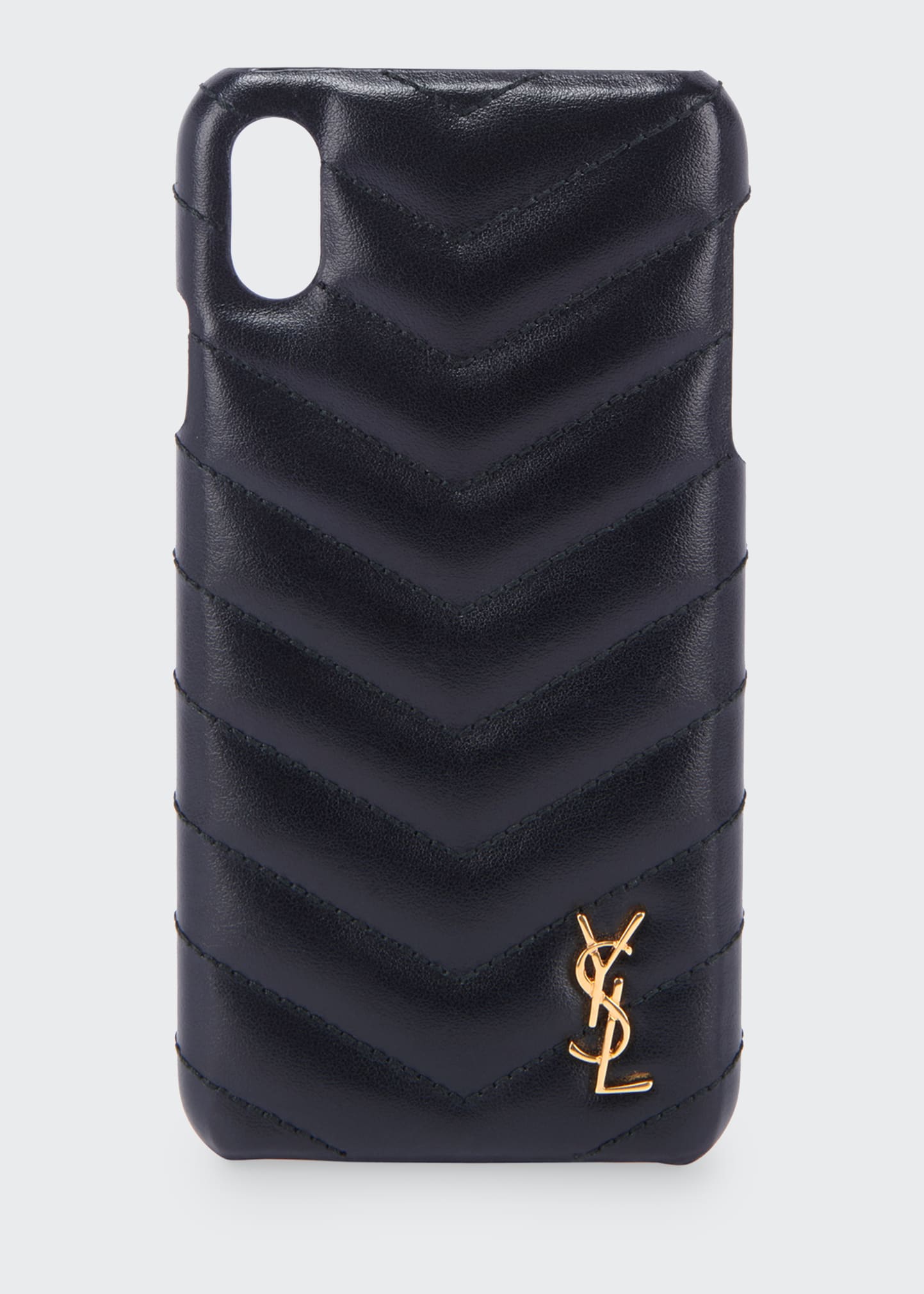 Saint Laurent Monogramme Iphone Xs Shiny Calfskin Phone Case, Black