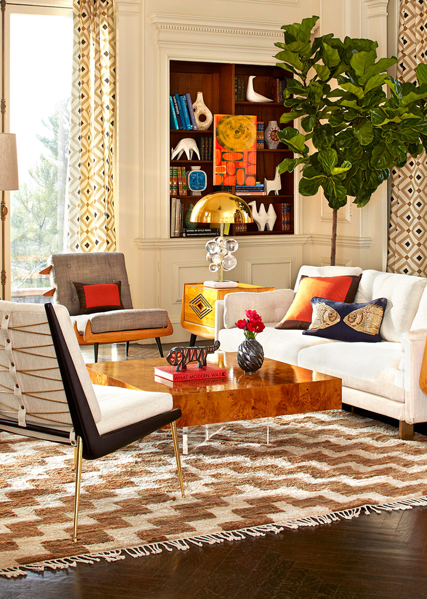 Jonathan Adler Bond Block Cocktail Table In Burled Mappa