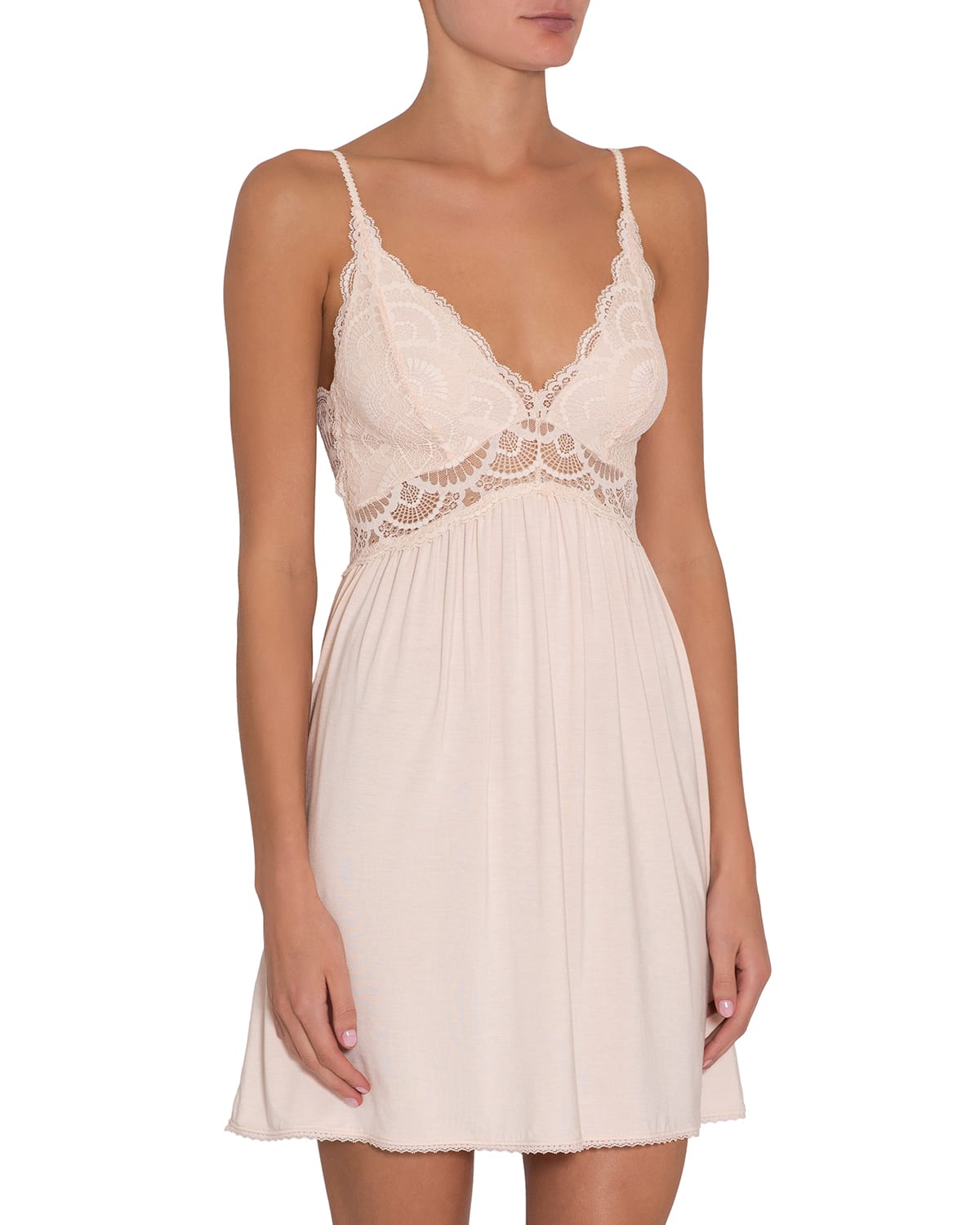 Eberjey The Mademoiselle Lace-trimmed Stretch-tencel™ Modal Chemise In White