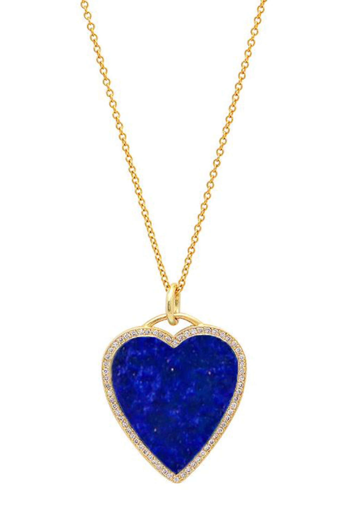 Jennifer Meyer 18k Lapis Heart Necklace With Diamonds