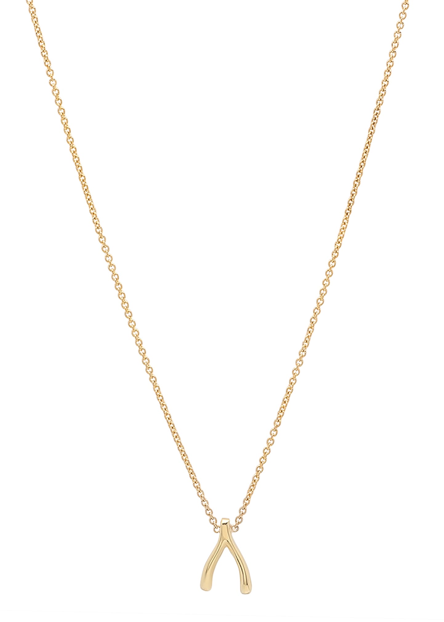 Jennifer Meyer 18k Yellow Gold Mini Wishbone Pendant Necklace On 14k Chain