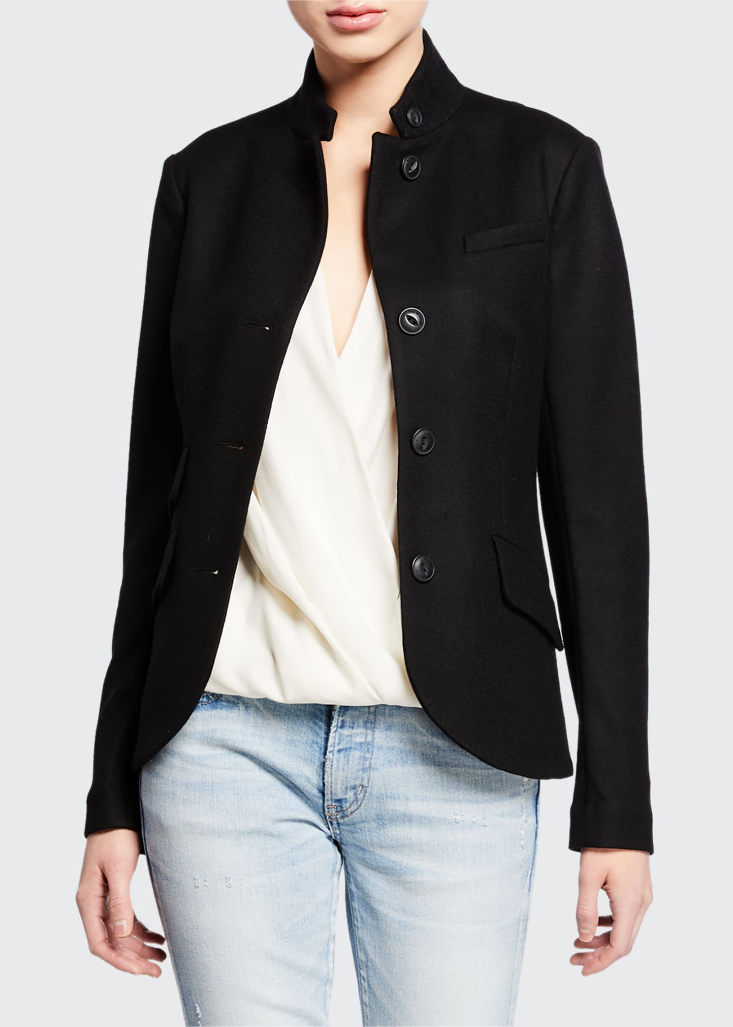 Rag & Bone Slade Wool Stand-collar Blazer In Armygrn