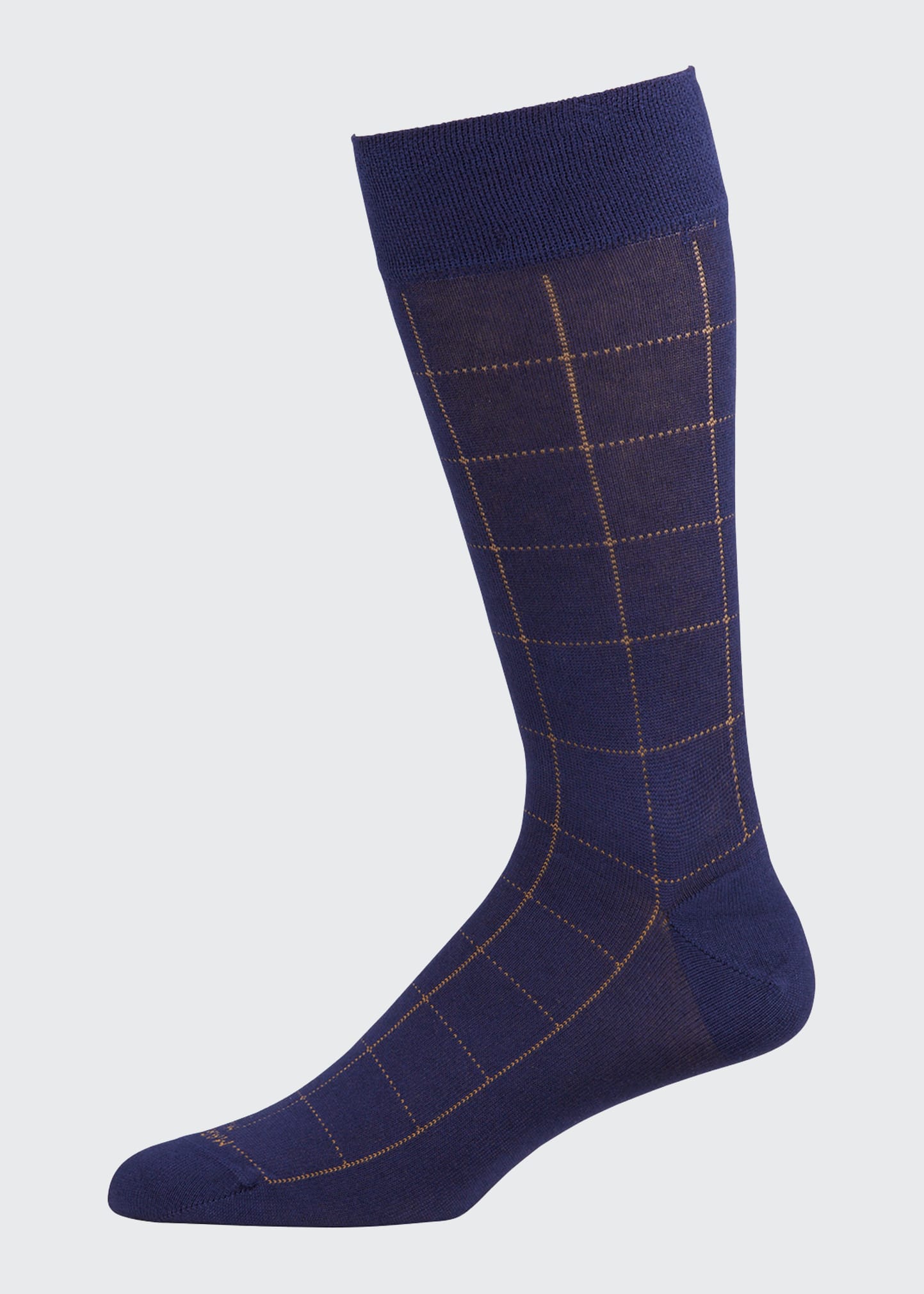 Marcoliani Men's Mousse Of Modal Windowpane Socks In Blue