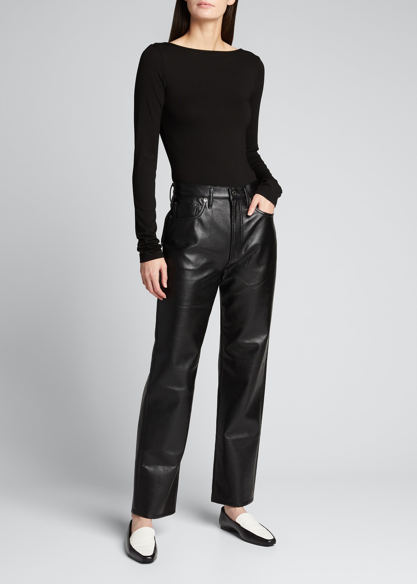 AGOLDE 90s Recycled Leather Pinched-Waist Pants