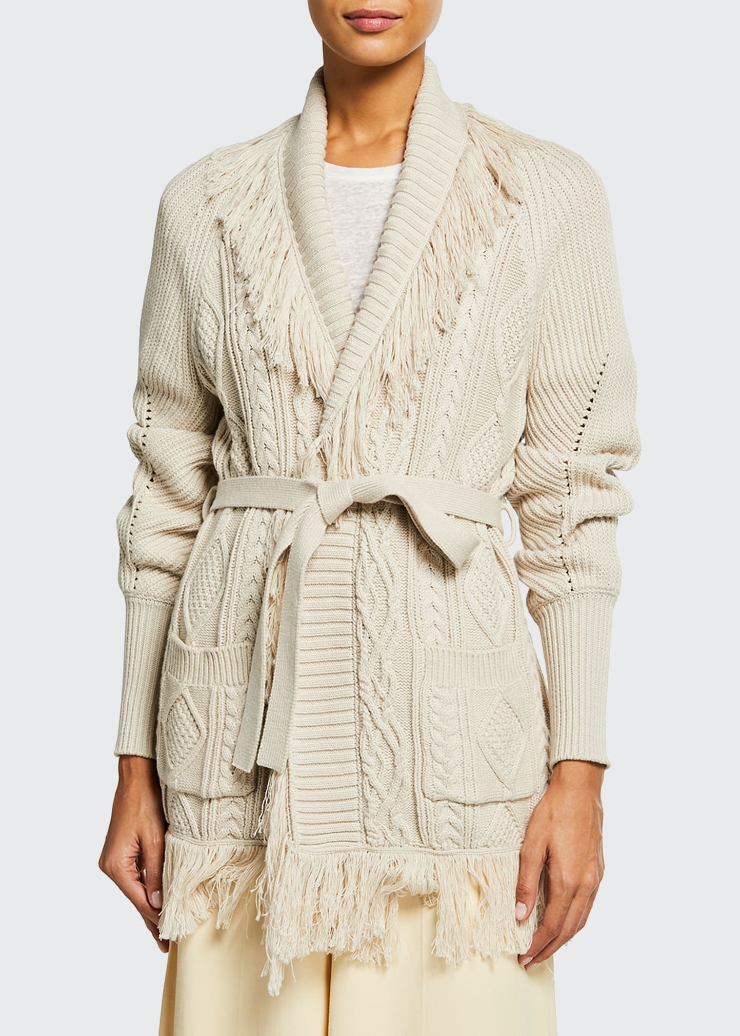 Anina Fisherman Knit Fringe Cardigan