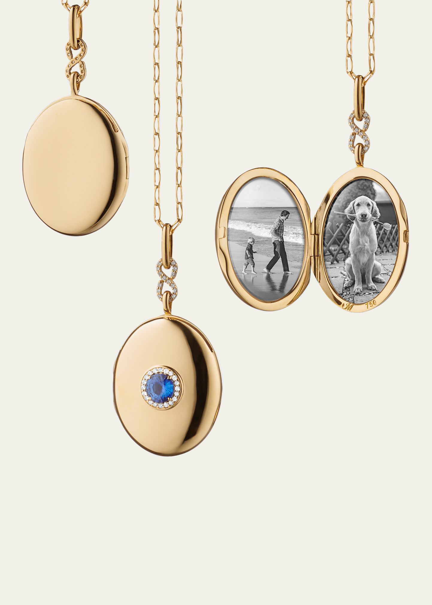 Monica Rich Kosann Sapphire Infinity Locket Necklace In Gold