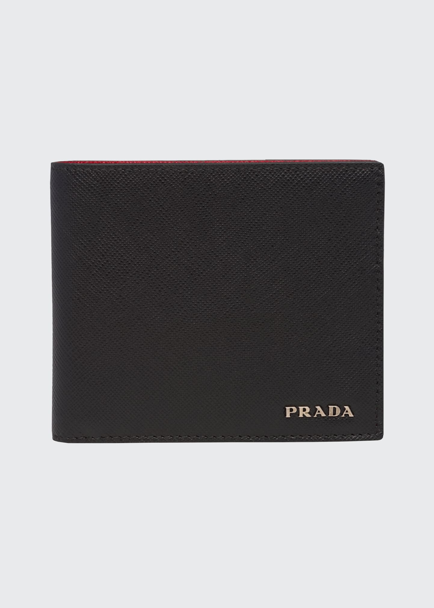 Prada Men's Saffiano Leather Bi-fold Wallet In F0km3 Baltico Mar