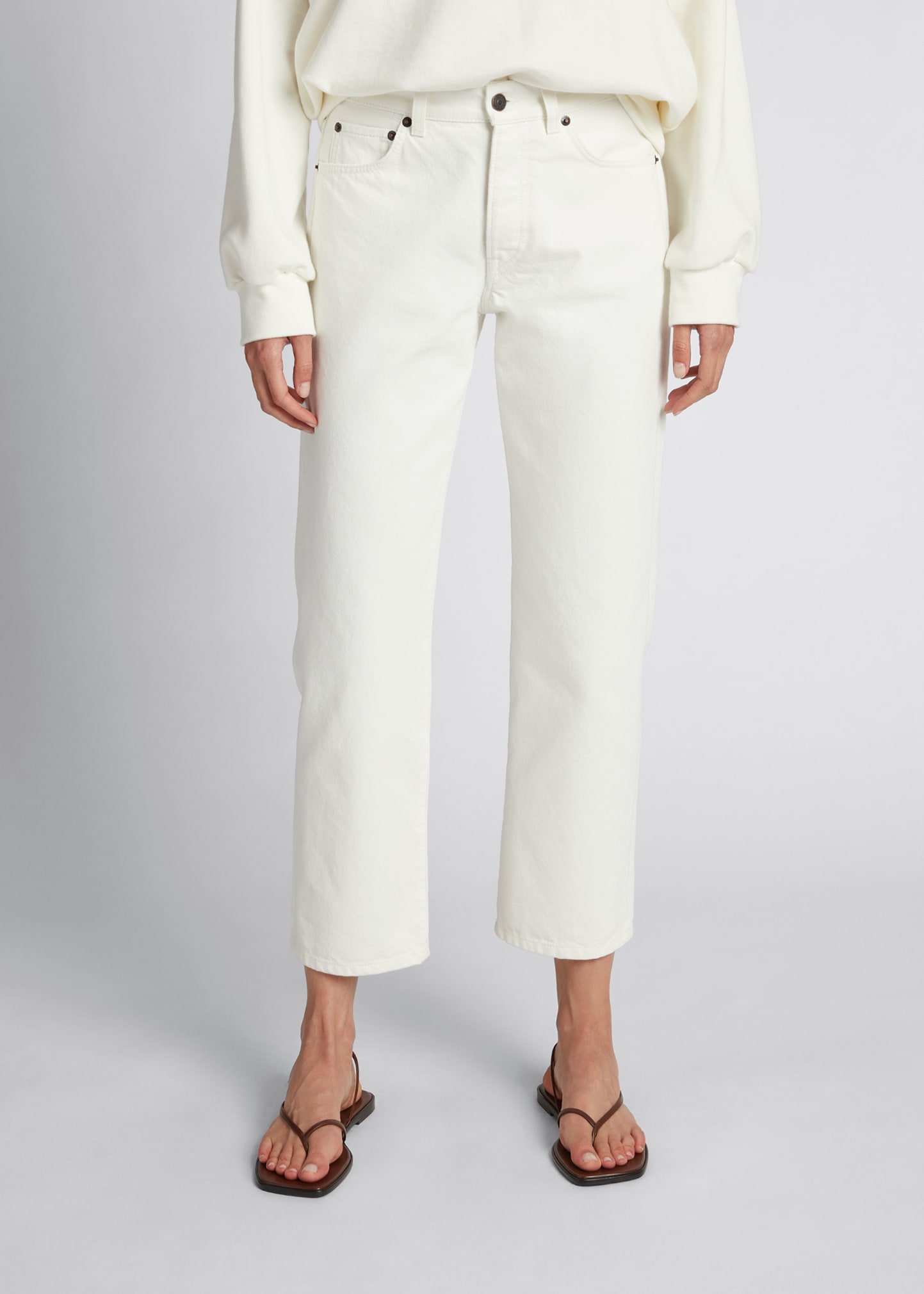 The Row Lesley Straight Crop Jeans in White