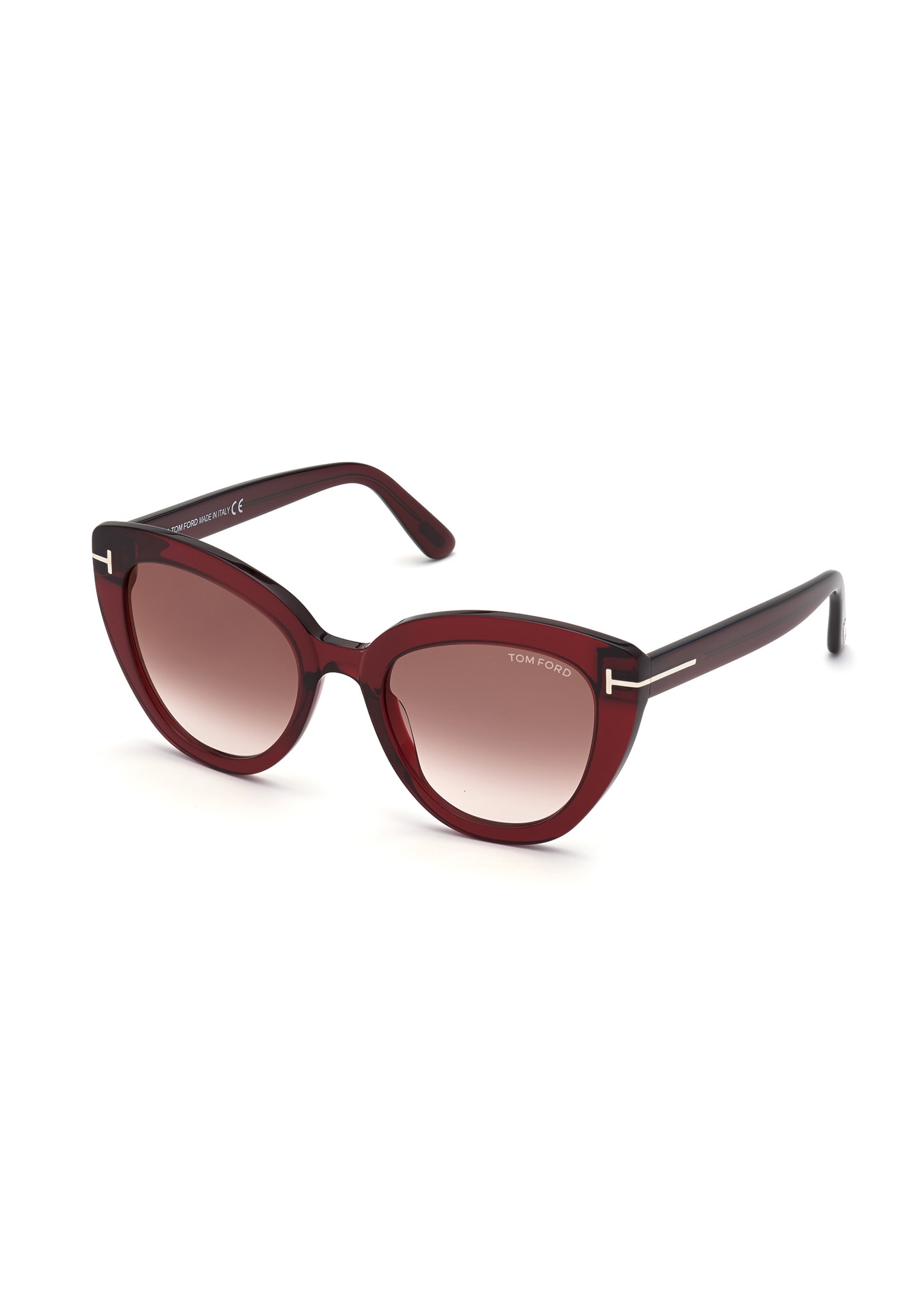 Tom Ford Izzi Acetate Cat-eye Polarized Sunglasses In Shiny Red