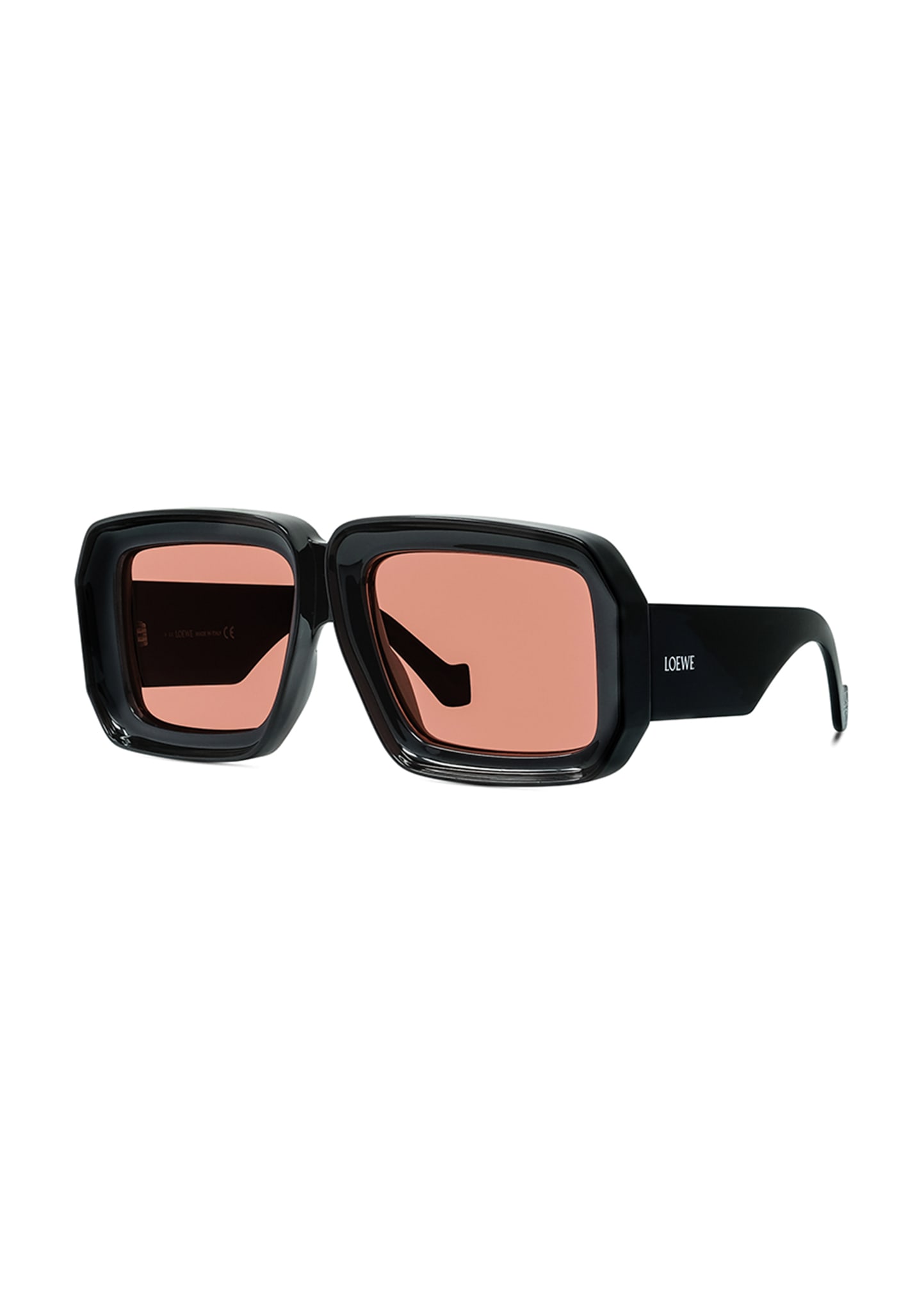 Shop Loewe Oversized Square Monochromatic Sunglasses In Shiny Black Pink