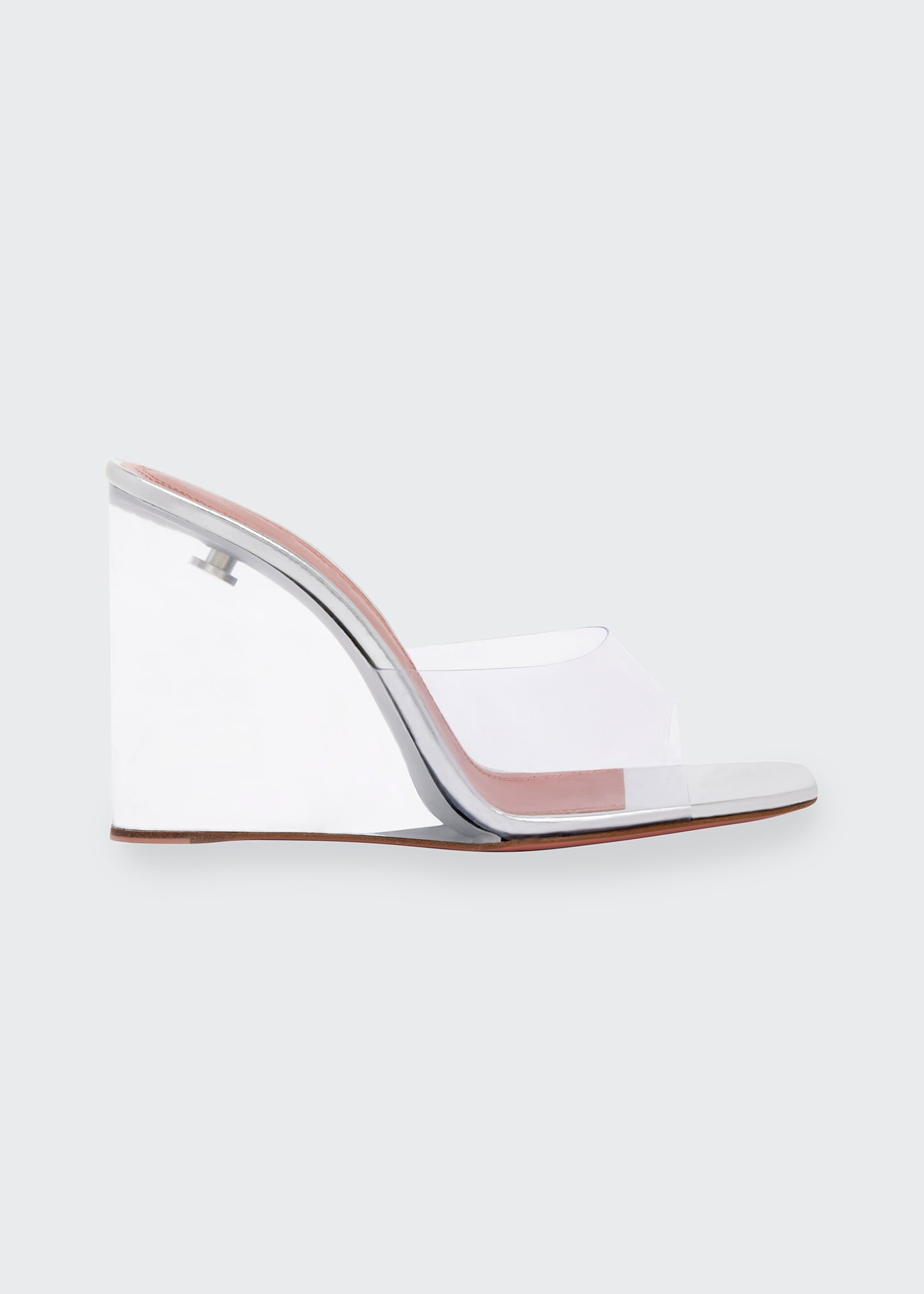 Amina Muaddi Lupita Glass-Wedge Slide Sandals