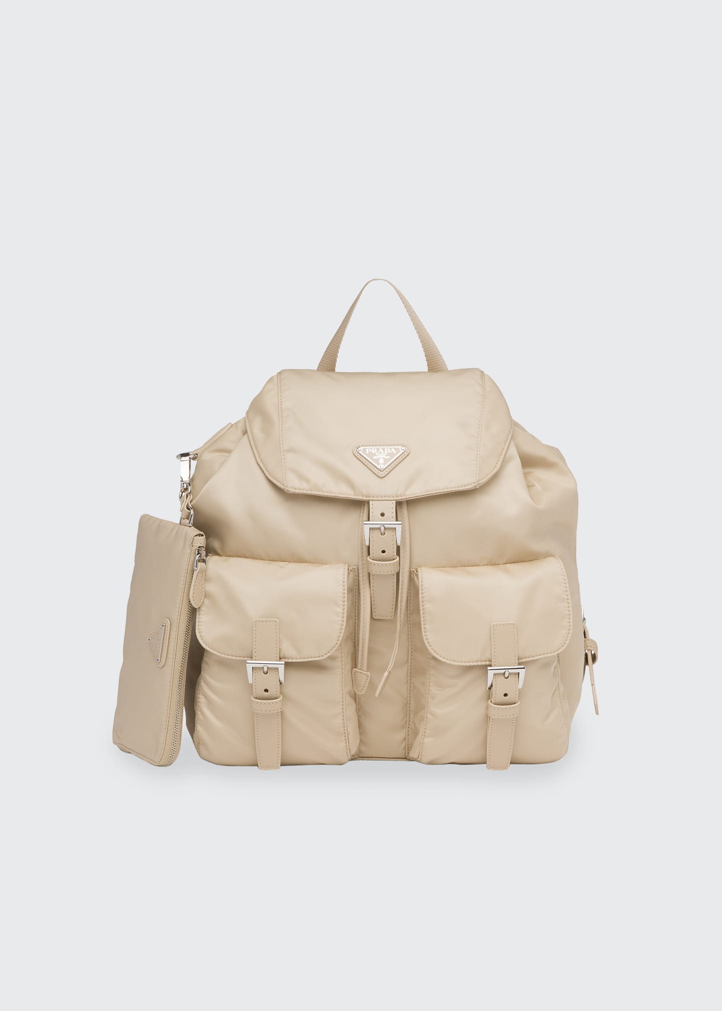 Prada Vela Medium Recycled Nylon Backpack In Khaki