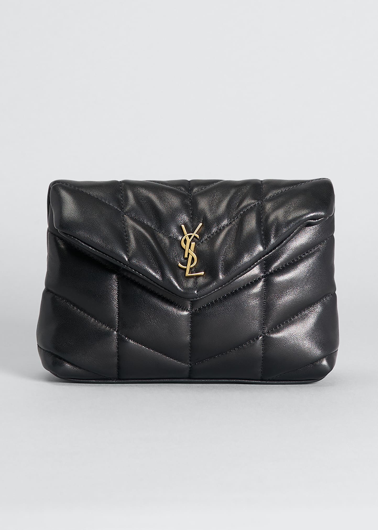 SAINT LAURENT PUFFER SMALL YSL QUILTED POUCH CLUTCH BAG