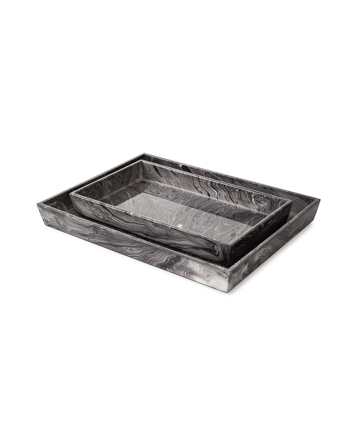 Pigeon & Poodle Micco Trays, Set Of 2 In Black Marble