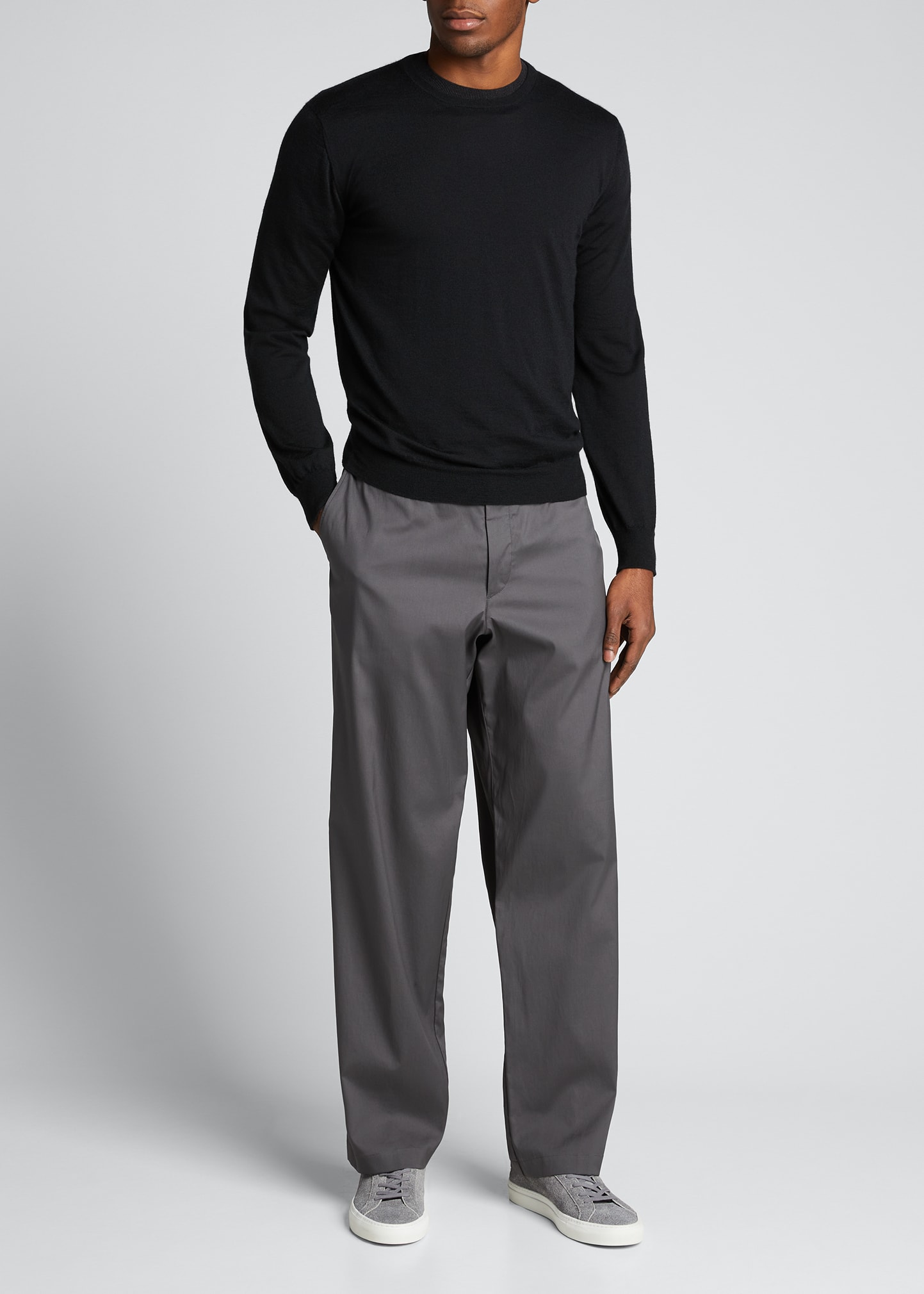Bergdorf Goodman Crewneck Cashmere Sweater In Black