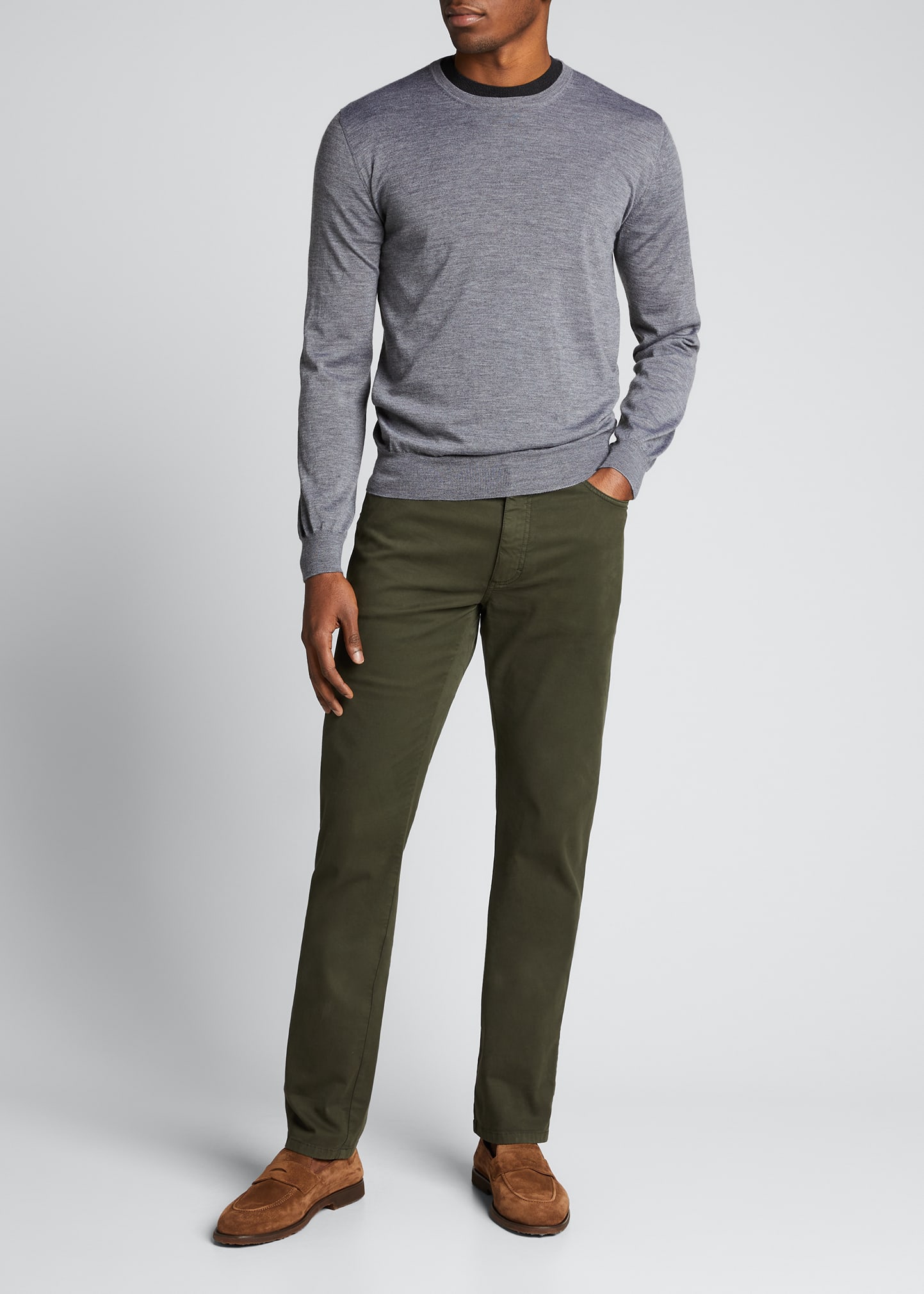 Bergdorf Goodman Crewneck Cashmere Sweater In Medium Gray