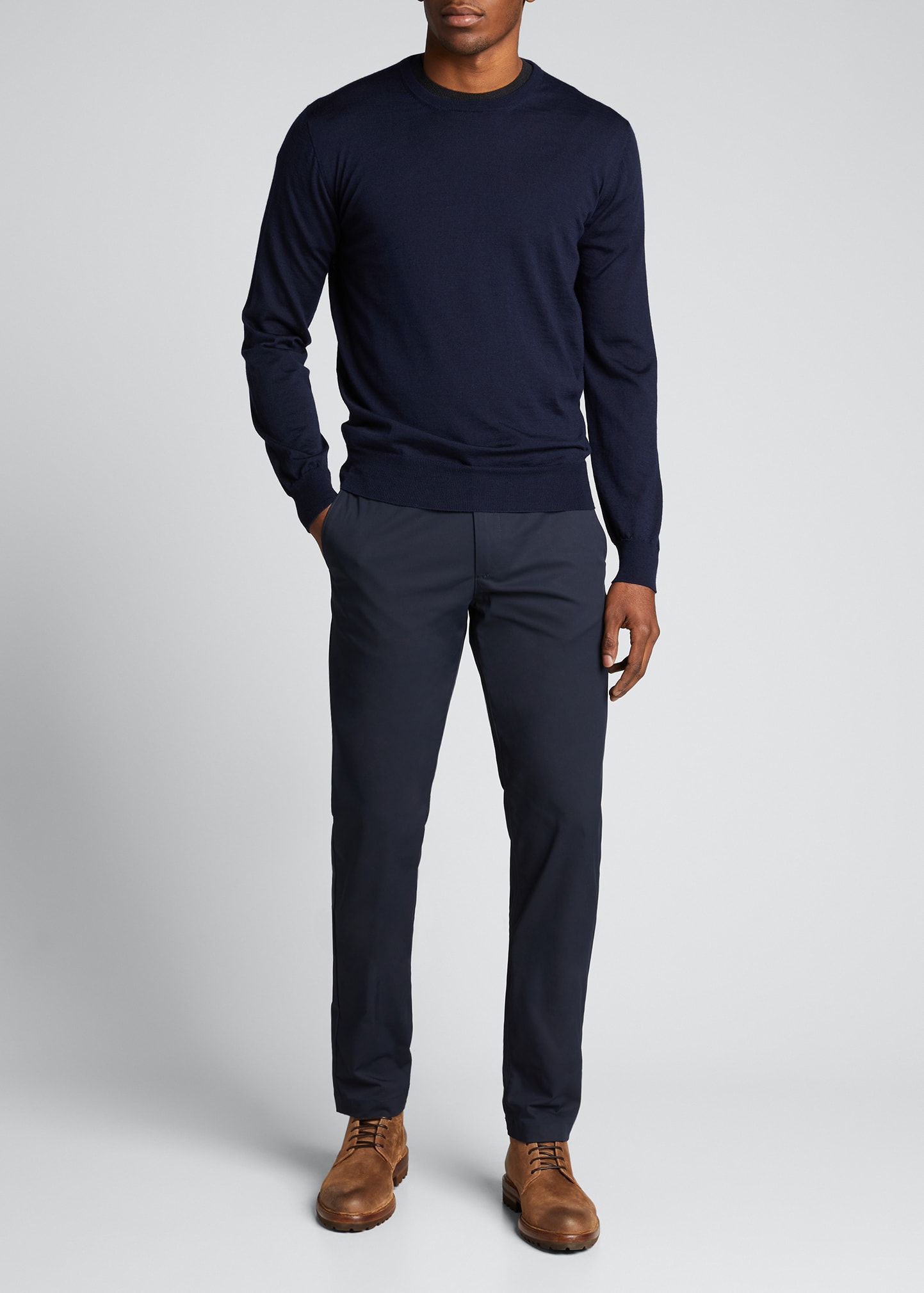 Bergdorf Goodman Crewneck Cashmere Sweater In Navy