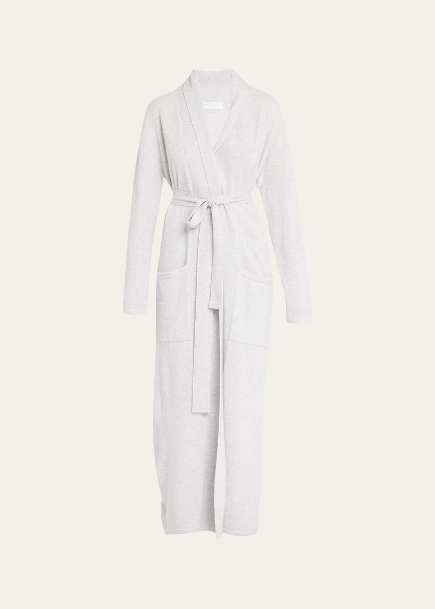 Arlotta Cashmere Long Cashmere Robe With Shawl Collar In Pearl Heather