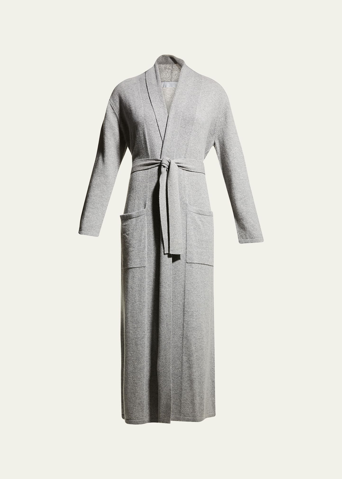 Arlotta Cashmere Long Cashmere Robe With Shawl Collar In Gray