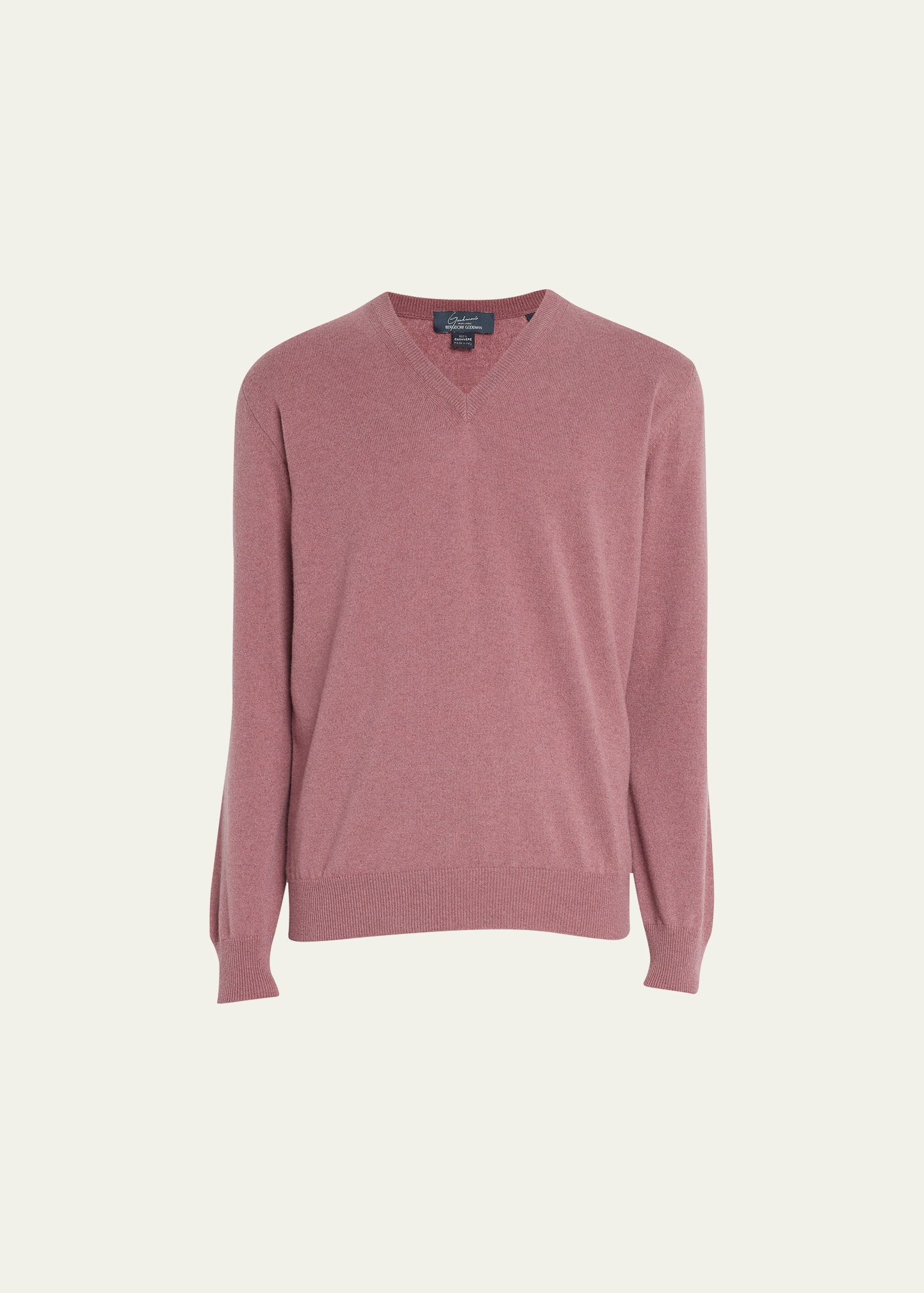 Neiman Marcus Men's Classic 12gg Cashmere V-neck Sweater In Mauve 1