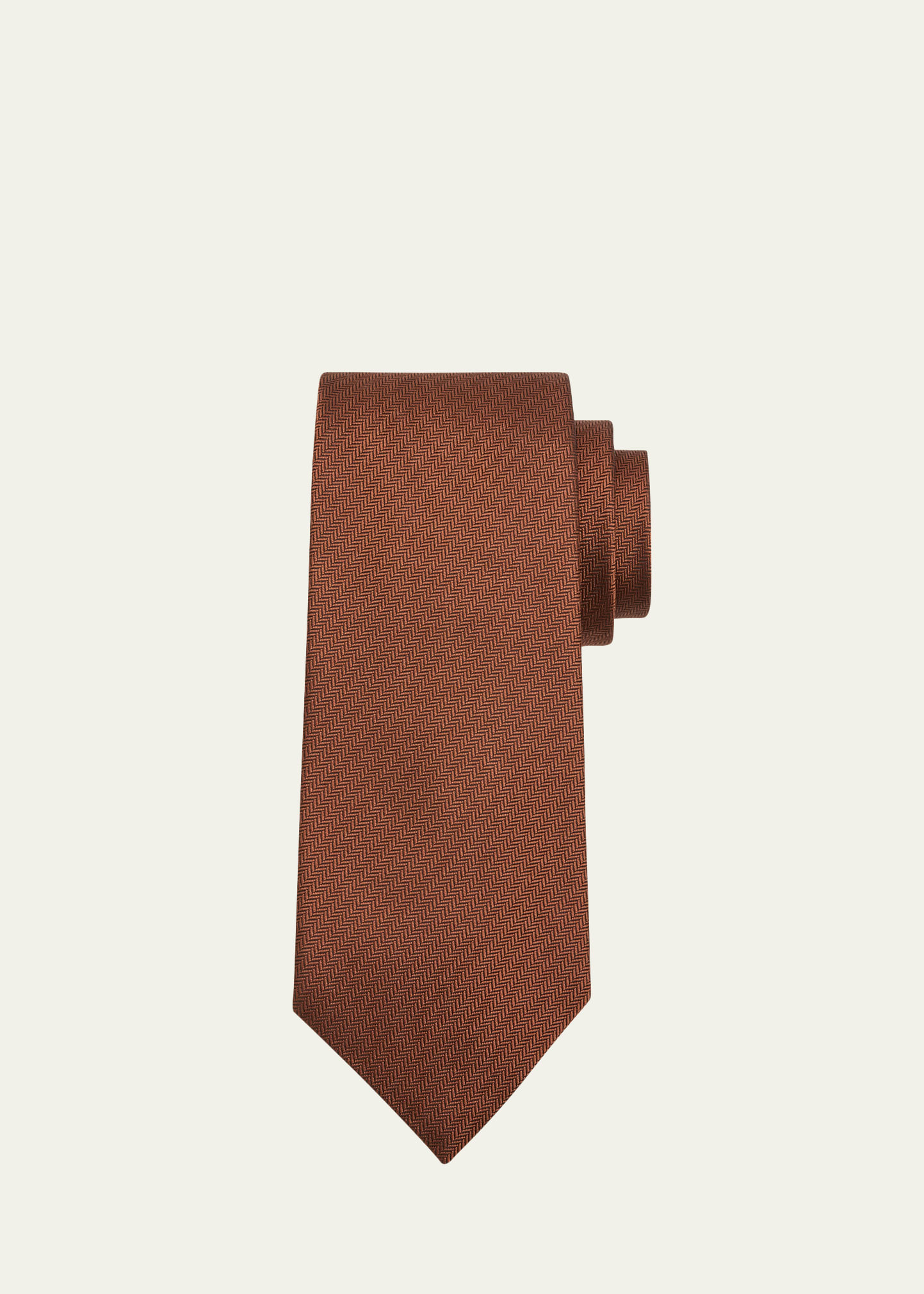 Charvet Men's Herringbone Silk Tie In Brown